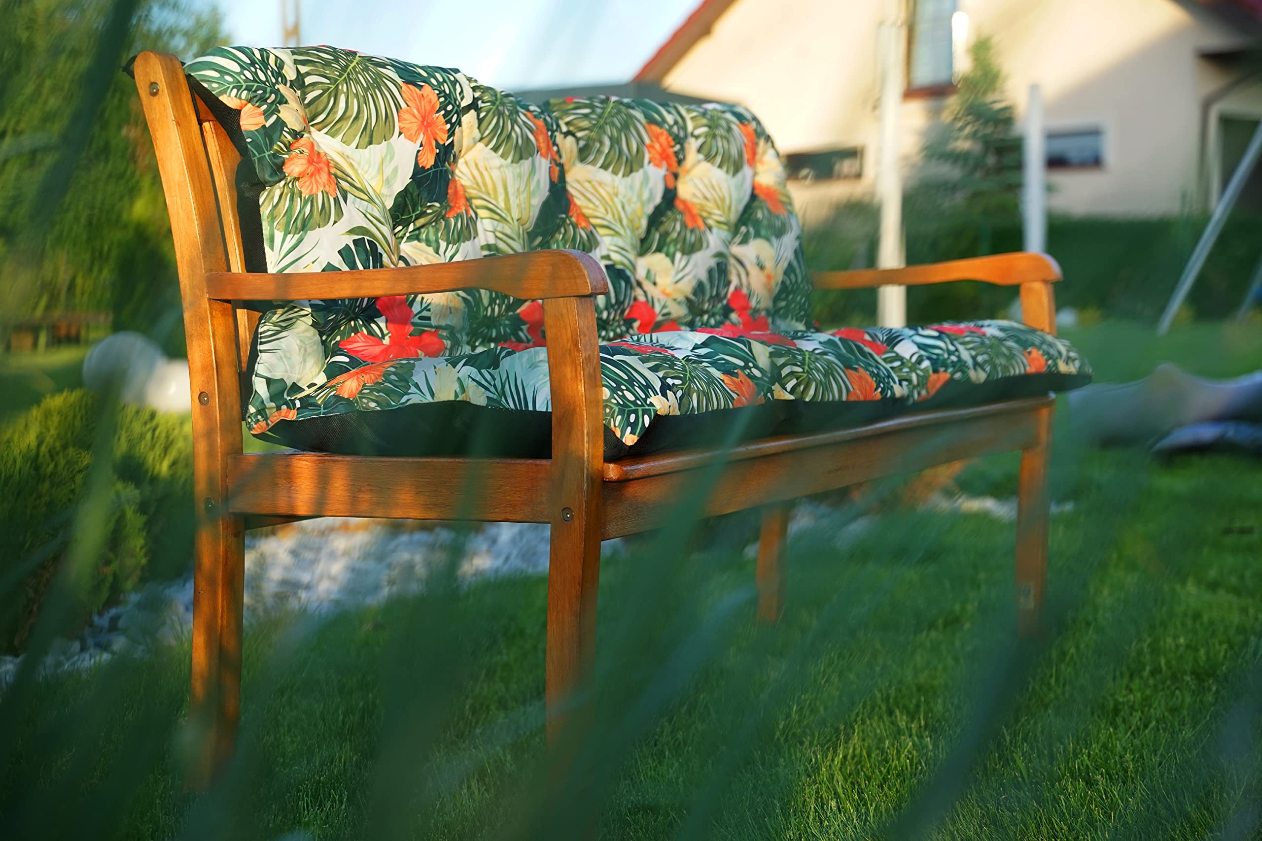 4L Textil Cuscini da Esterno Cuscino per Panca da Esterno Cuscino per panchina da Giardino Cuscini Dondolo 3 posti Cuscini per pallet (100x50x50 cm, Verdi Tropicale)