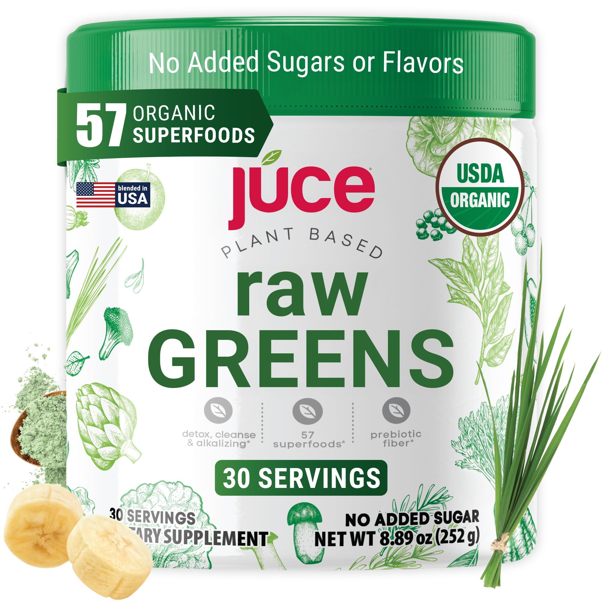 Terra Kai Organics Juce Raw Greens, 57 Superfoods, 6 Mushrooms, 30 Servings
