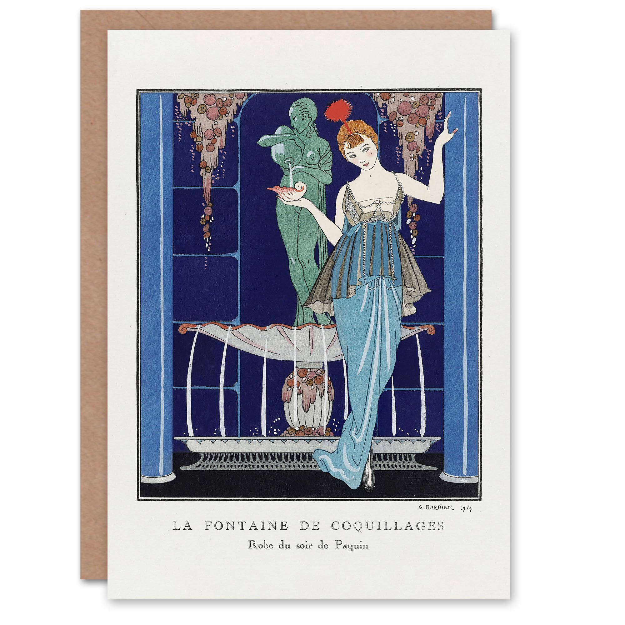 Artery8 George Barbier Art Card Shell Fountain Vintage Fashion Advert