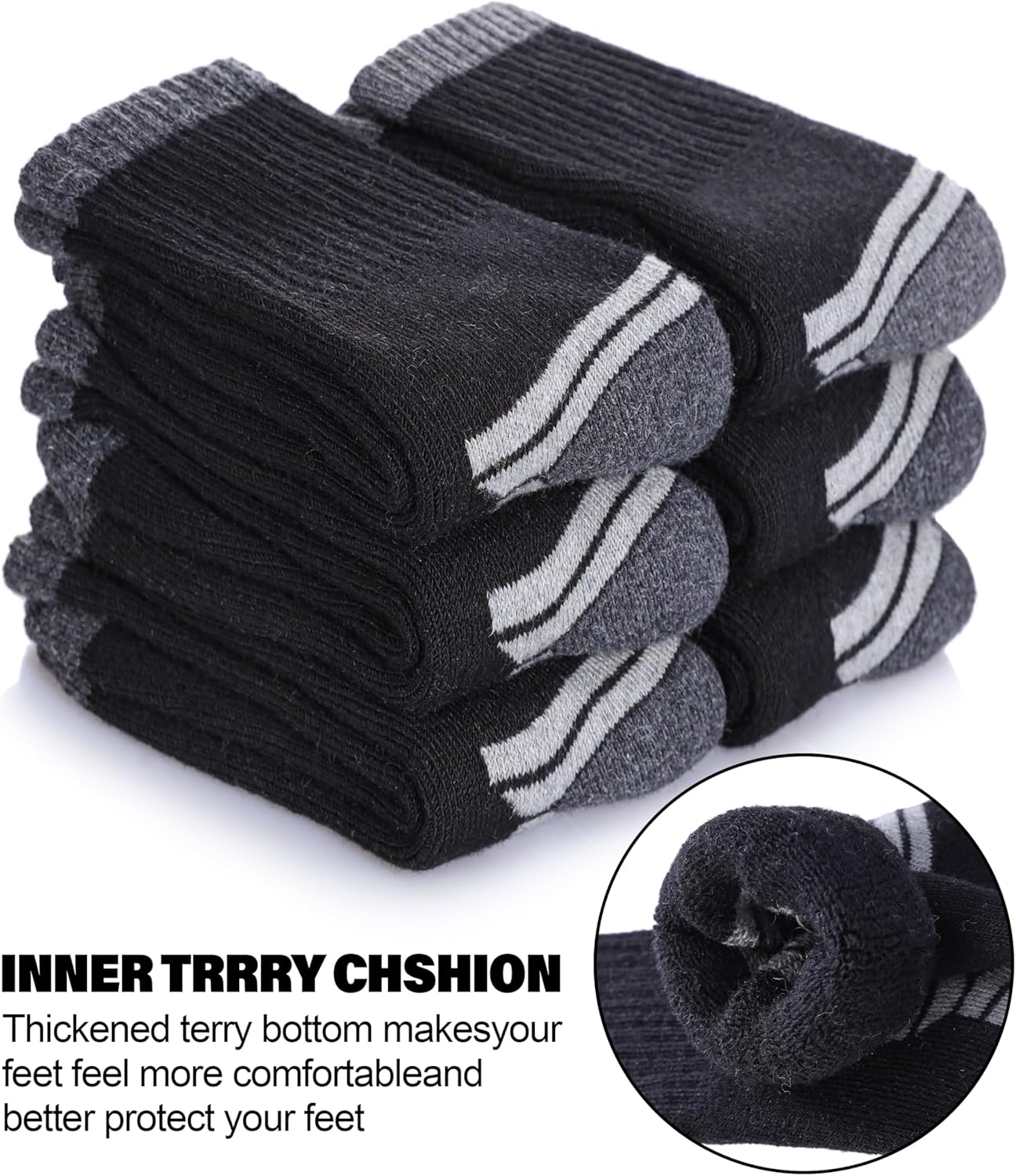 SDBING Kids Merino Wool Hiking Socks Boys Girls Toddlers Thick Cushion Winter Warm Crew Gift Socks 6 Pairs - Image 5