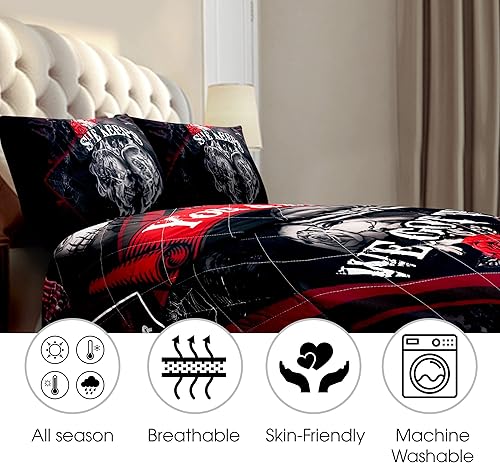 Miniatura 3 de Decoración de ropa de cama de calavera gótica, boda, aniversario, San Valentín, Navidad, regalos de cumpleaños para pareja, él, ella, esposa,