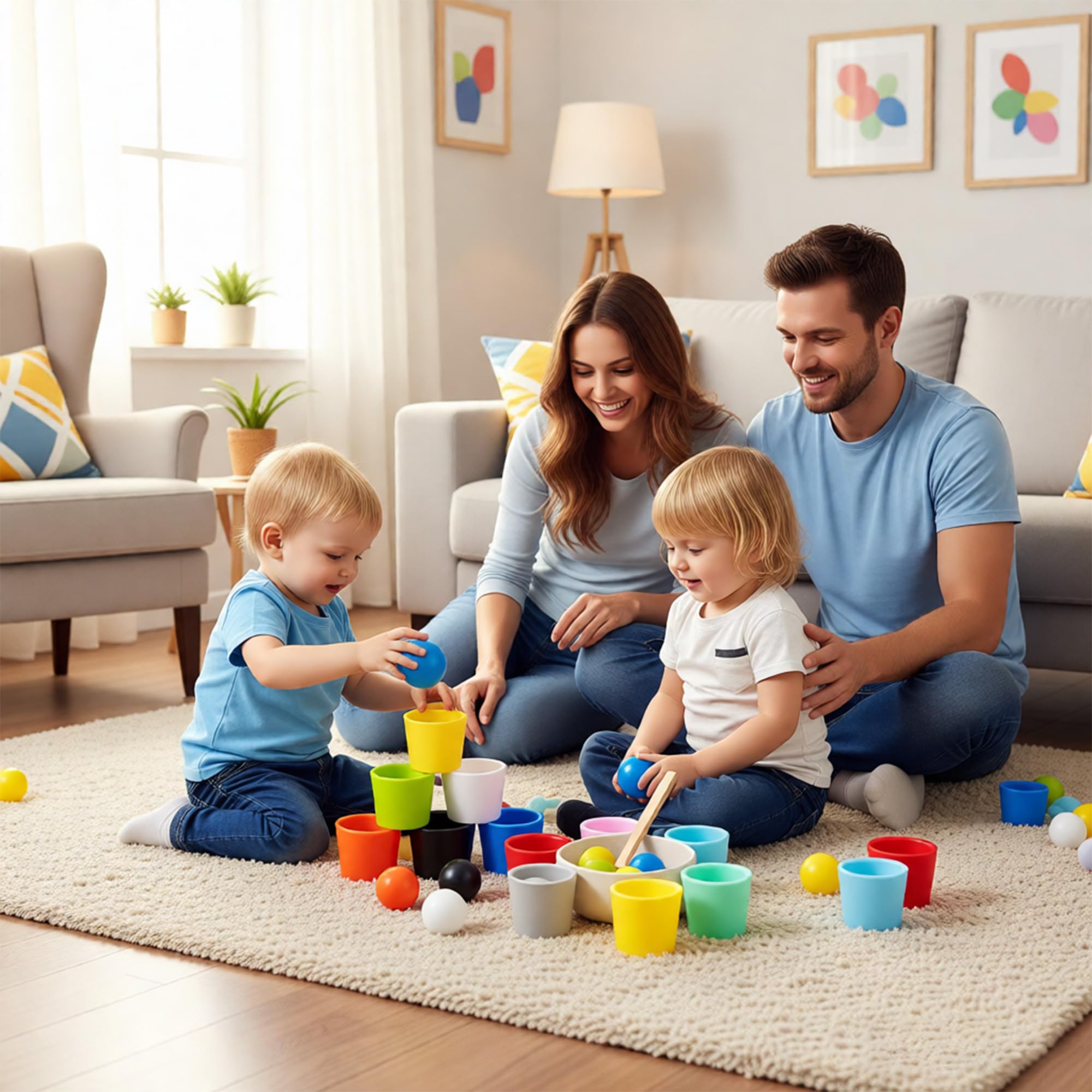 Giocattoli Montessori in Legno 8 Palline Colore Smistamento Conteggio Apprendimento Educativo Gioco Abbinamento