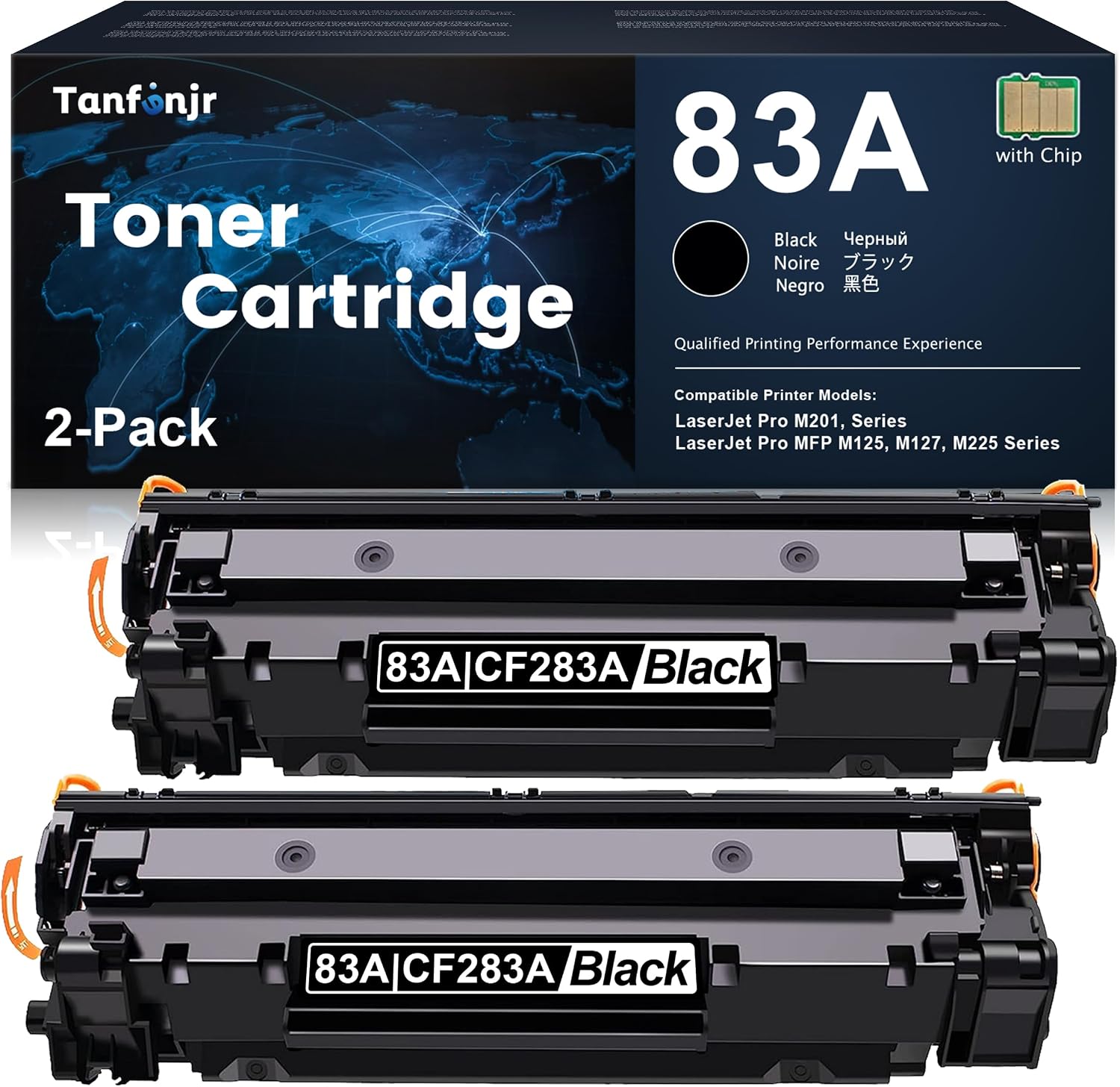 2 Pack 83A | CF283A Black Compatible Toner Cartridge Replacement for HP Laserjet Pro M201n M201dw MFP M225dn MFP M126a MFP M125r MFP M127fn MFP M127fw MFP M128fn MFP M201-M202 Printer,Sold by TopInk