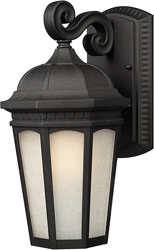 Z-Lite 508M-BK Newport - Lámpara de pared para exteriores, marco de metal, acabado negro y sombra blanca de vidrio