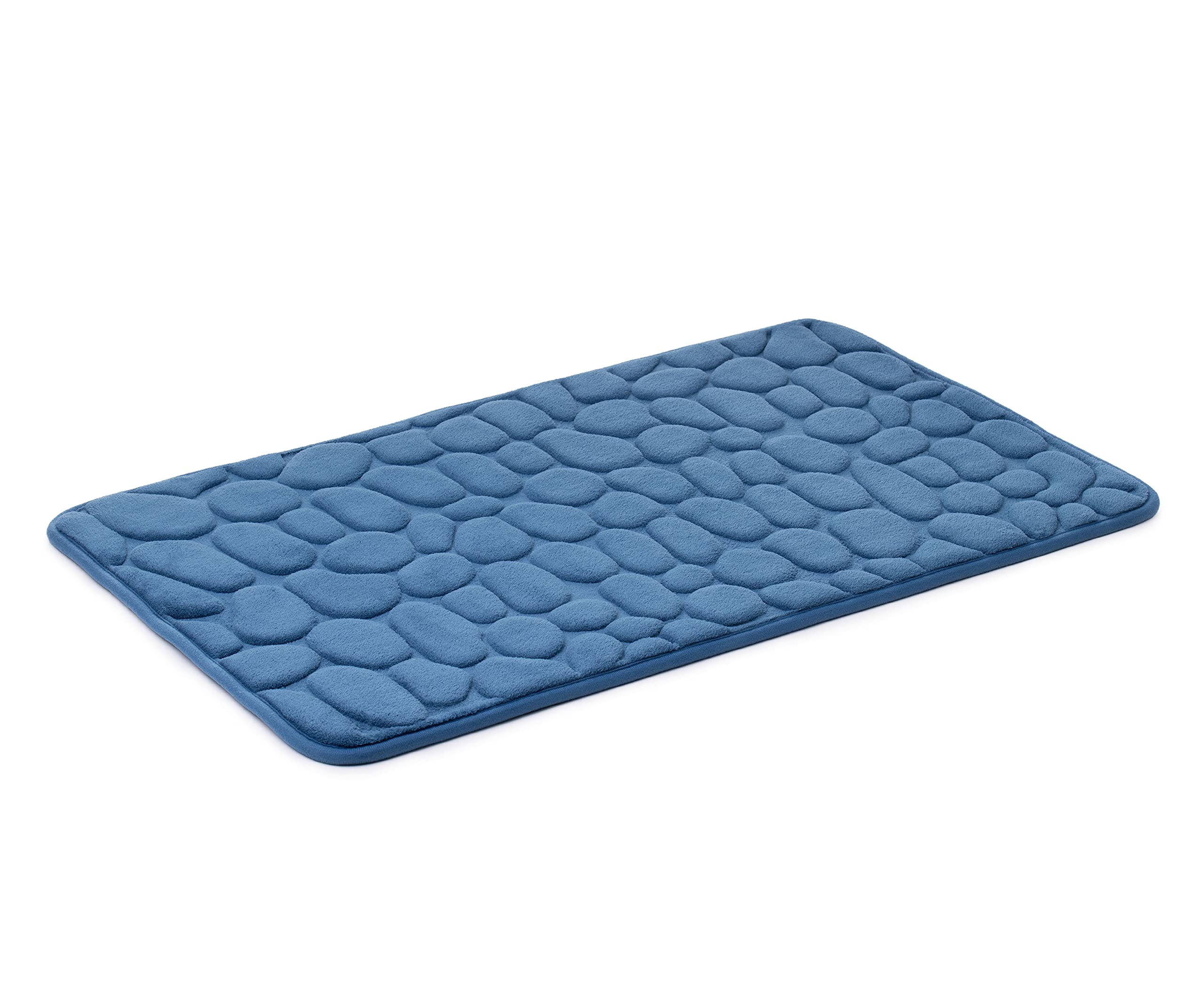 Amago Alfombra de Baño, Microfibra 100% Poliéster, Motivo de Piedra, 50 x 80 cm - Azul