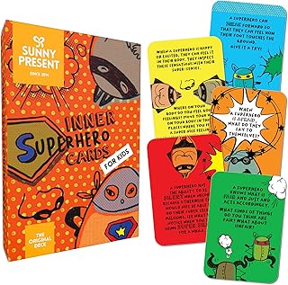 Sunny Present Inner Superhero Cards for Kids - 42 Thought-provoking Action Cards to Learn Important Skills Through Play: Emotions, Communication, and Discover Talents
