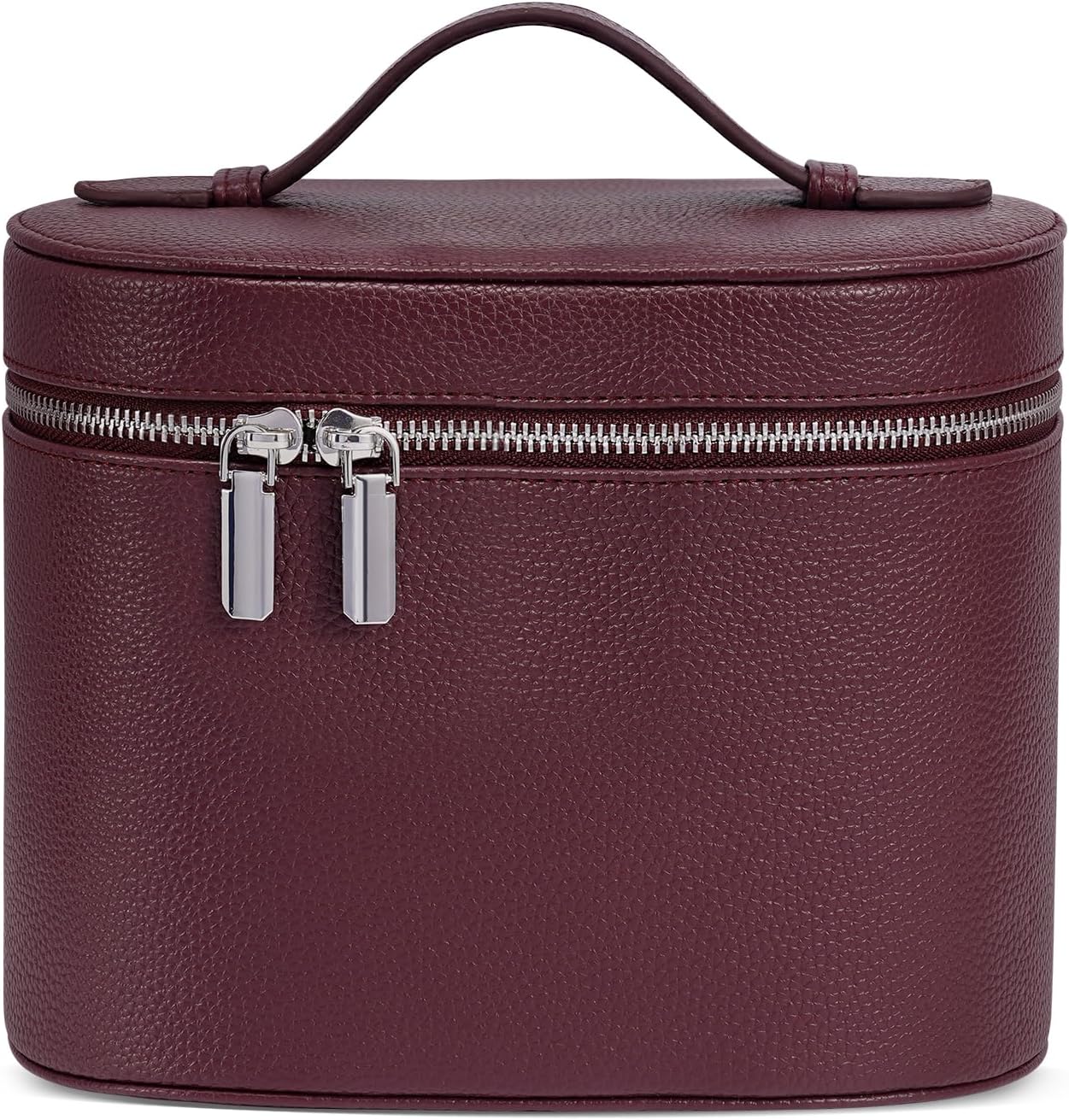 Cosmetic Case, Leather Makeup Bag, Portable Handheld Makeup Case, Detachable Compartments