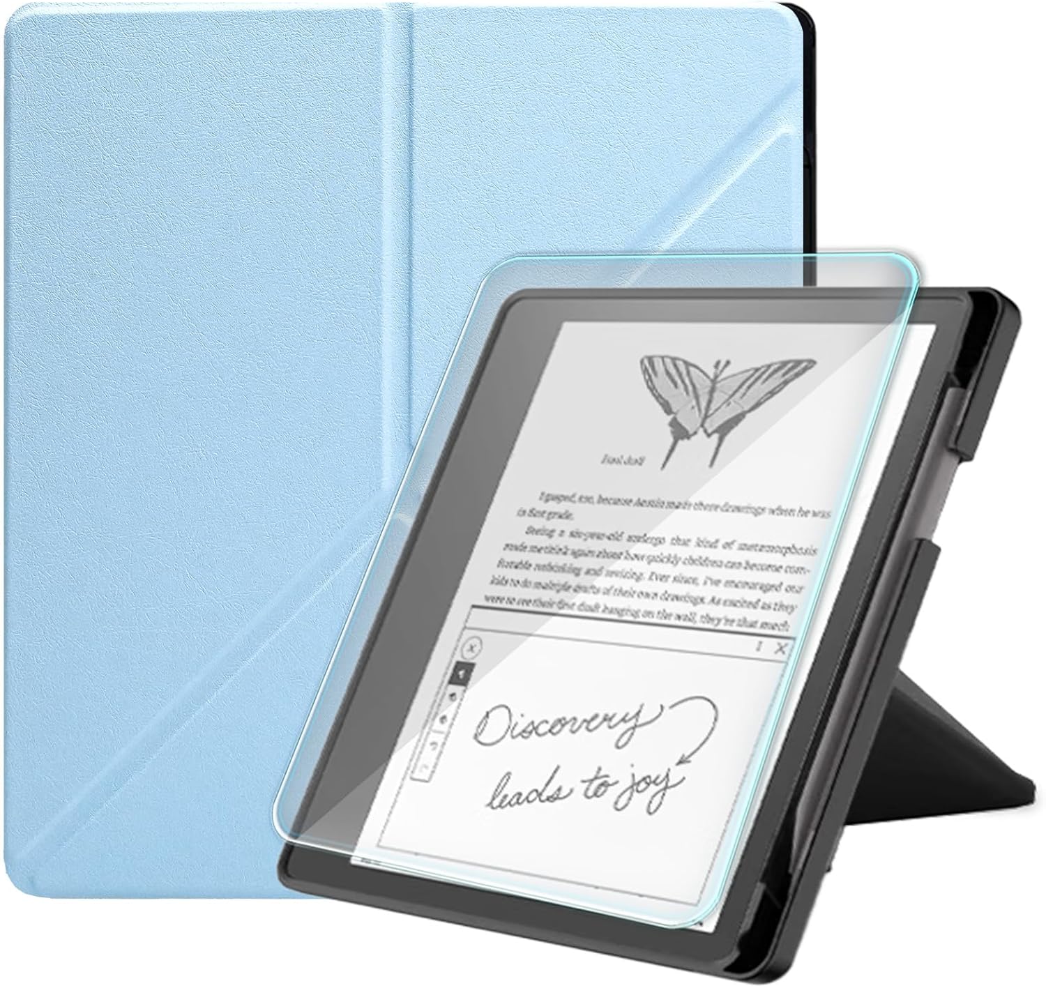 Case for Kindle Scribe (2024/2022 Release), Includes a Screen Protector, Premium PU Leather Origami Cover with Auto Sleep/Wake and Pen Holder for 10.2 Inch Kindle Scribe,Sky Blue