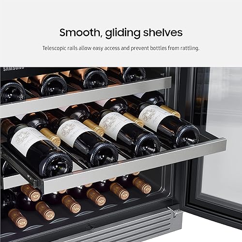 Miniatura 8 de SAMSUNG Refrigerador de vino de 34 pulgadas, capacidad de 51 botellas, refrigerador independiente debajo del gabinete con zonas de temperatura