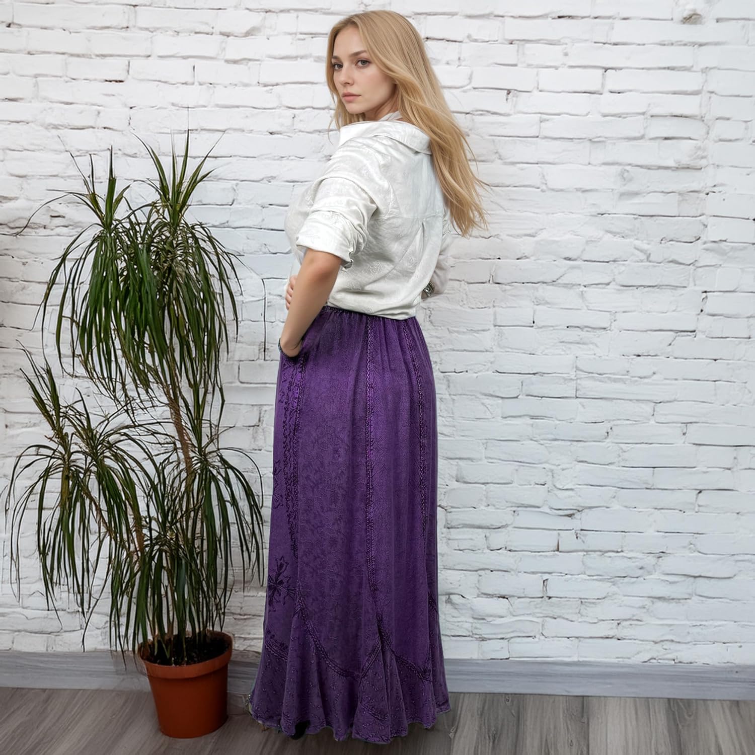 Agan Traders 2026 Maxi Skirts for Women - Medieval High Waisted Womens Skirts - A Line Drawstring Embroidered Long Skirt