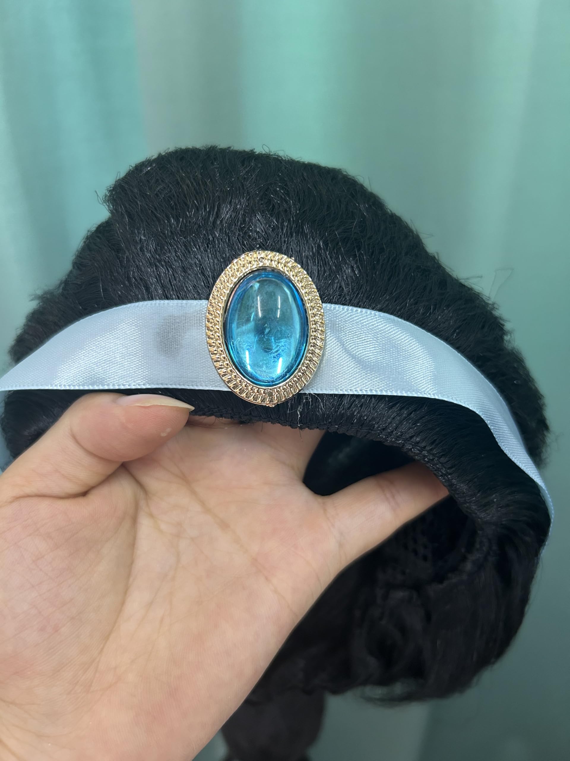 Lovely Mermaid Princess Jasmine wig for Girls Arabian Long Black Pigtail Wig Halloween Party (Black,One_Size)