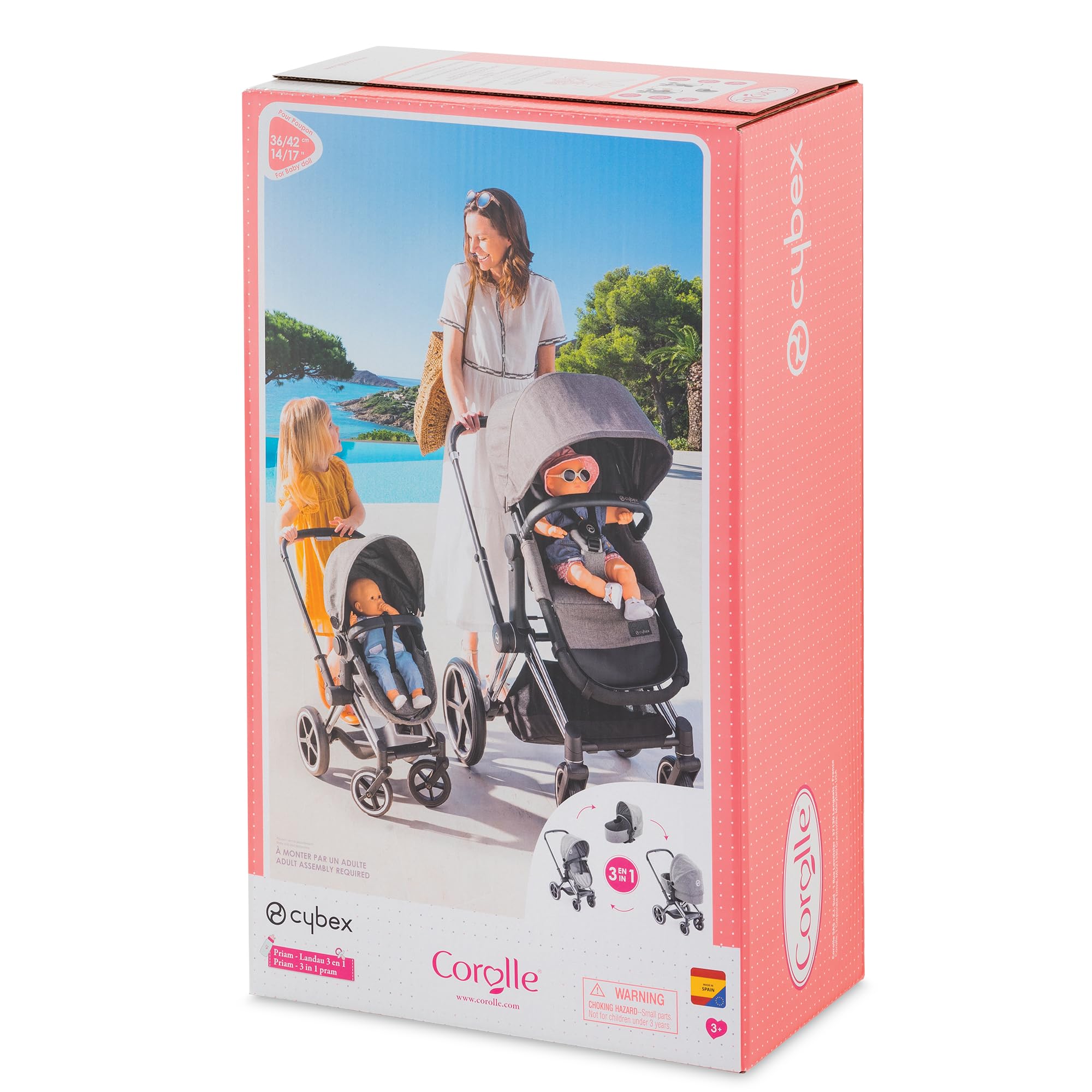 Corolle - 9000141870 - Cybex 3-in-1 kinderwagen, zwart, accessoires, voor poppen 36 en 42 cm, vanaf 3 jaar