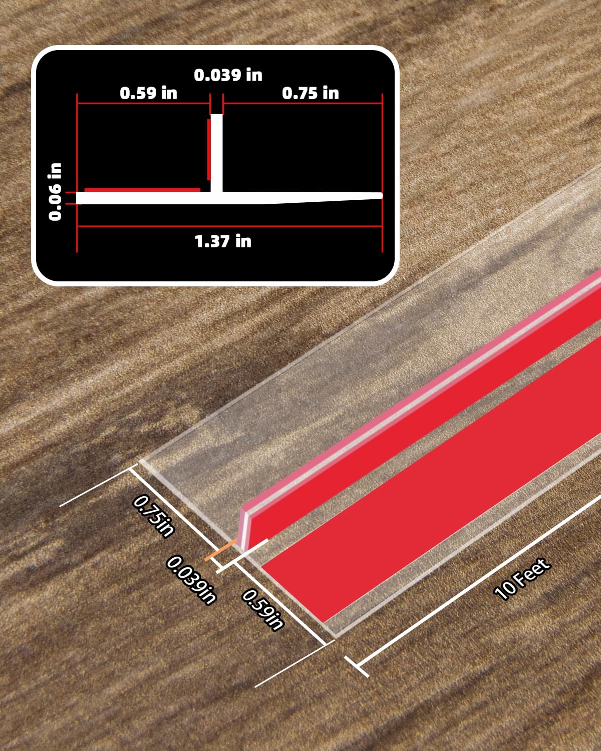 Orghtin Draft Excluder for Doors Clear T-Shaped Silicone Seal Strip, Weather Stripping Door Seal Strip, 10 Feet Draft Stop - Image 3
