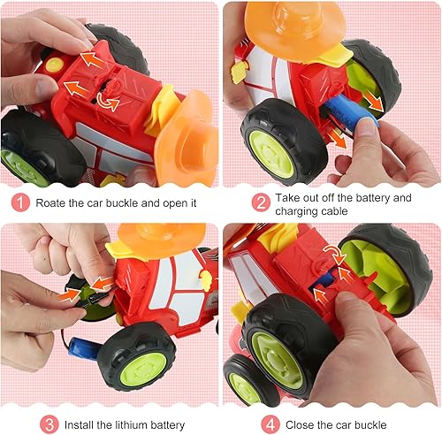 Miniatura 4 de Coche de salto loco, auto a control remoto para niños, juguete de acrobacias con música de luz LED, auto RC recargable, regalos de cumpleaños de