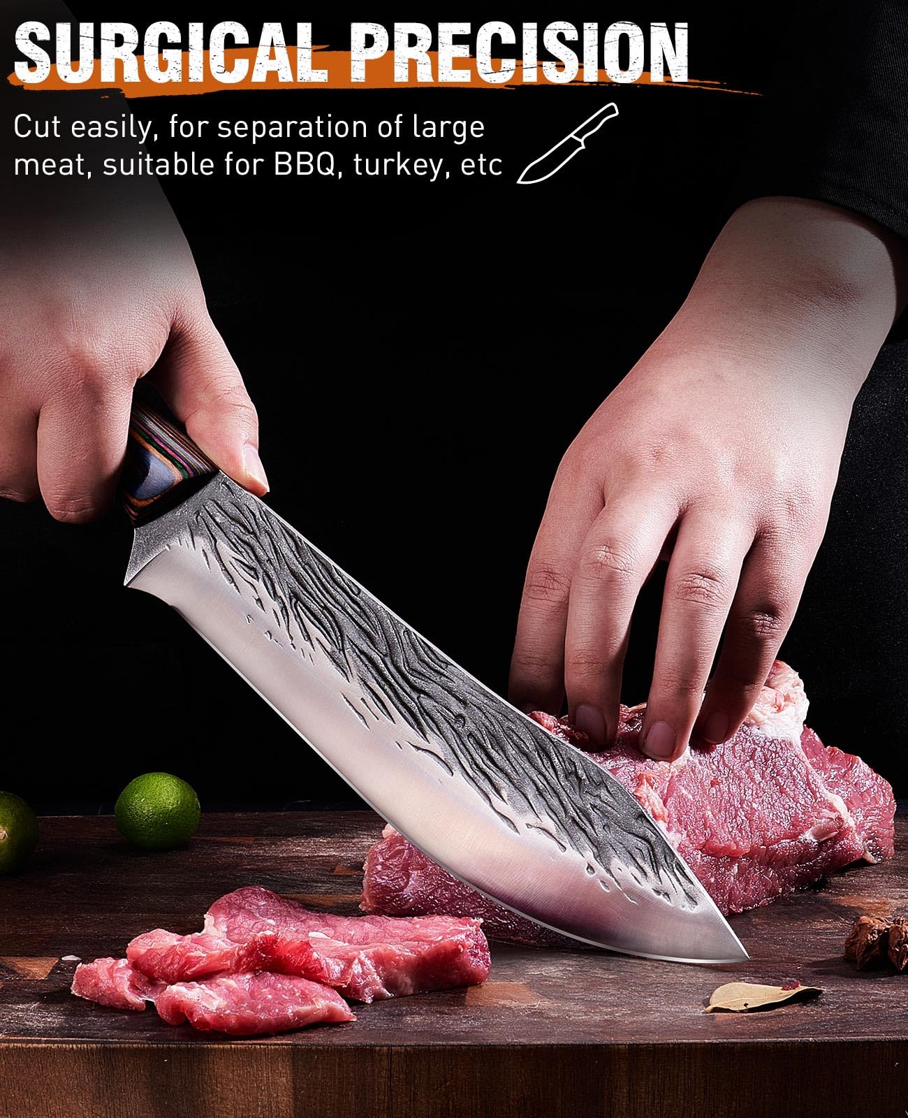 Naitesen 3PCS Hand Forged Butcher Knife Set - Gold-Stamped Gift Box — Amazon image 3