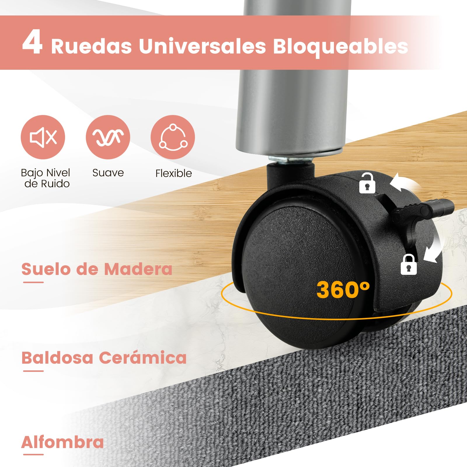 COSTWAY Mesa de Manicura Plegable con Colector de Polvo Eléctrico, Mesa Portátil para Uñas con Lámpara LED Ajustable, 3 Bolsas de Polvo, Bolsa de Transporte y 4 Ruedas Bloqueables para Spa (Rosa)