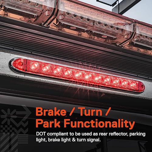 Miniatura 3 de Barra de luz LED roja de 16 pulgadas y 11 Cumple con DOT IP65 resistente al agua señal de estacionamientofrenogiro marcador de marcha ID remolque