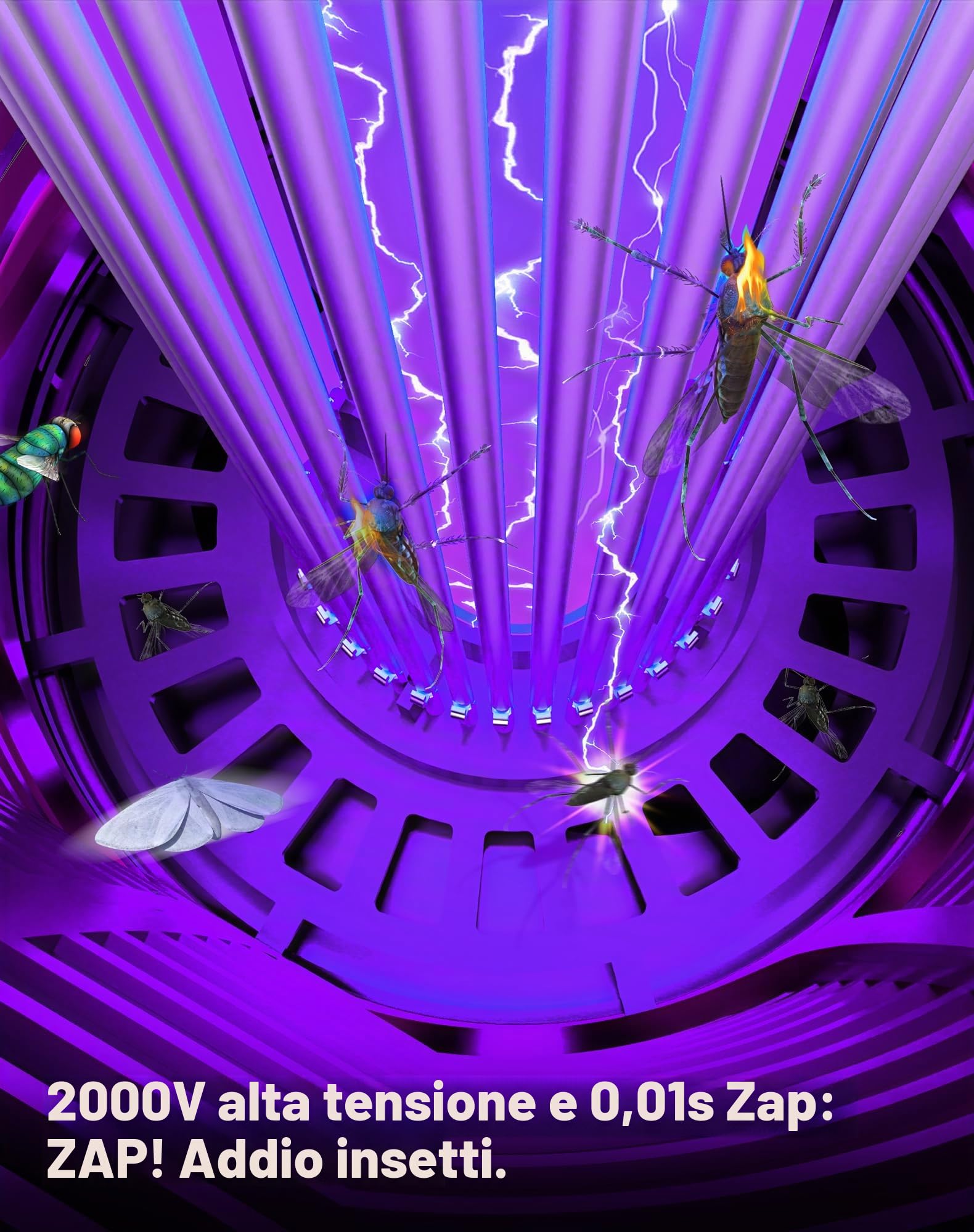 Lampada Antizanzare Elettrica, 4000mAh Zanzariera Elettrica, Trappola per Mosche per Insetti Ricaricabile USB Portatile per Casa, Cucina, Giardino, Campeggio