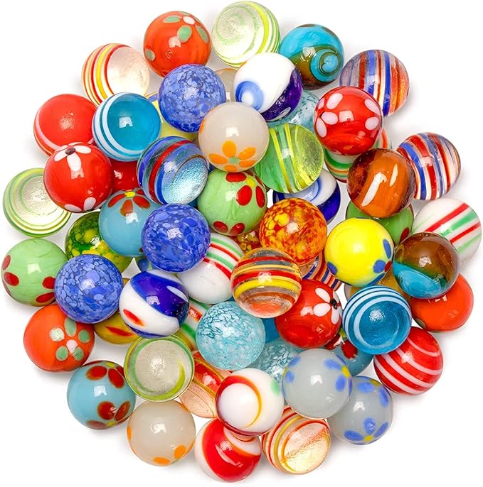 Ucradle Glass Marbles, 30Pcs Art Colored Marbles for Classic Kids