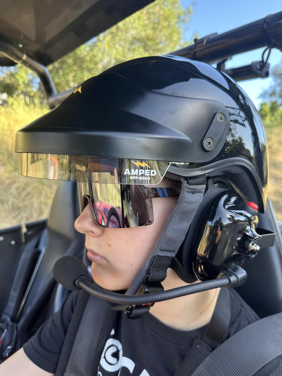AMPED Off-Road Carbon Fiber Behind The Head Intercoms: for Open Face Helmet