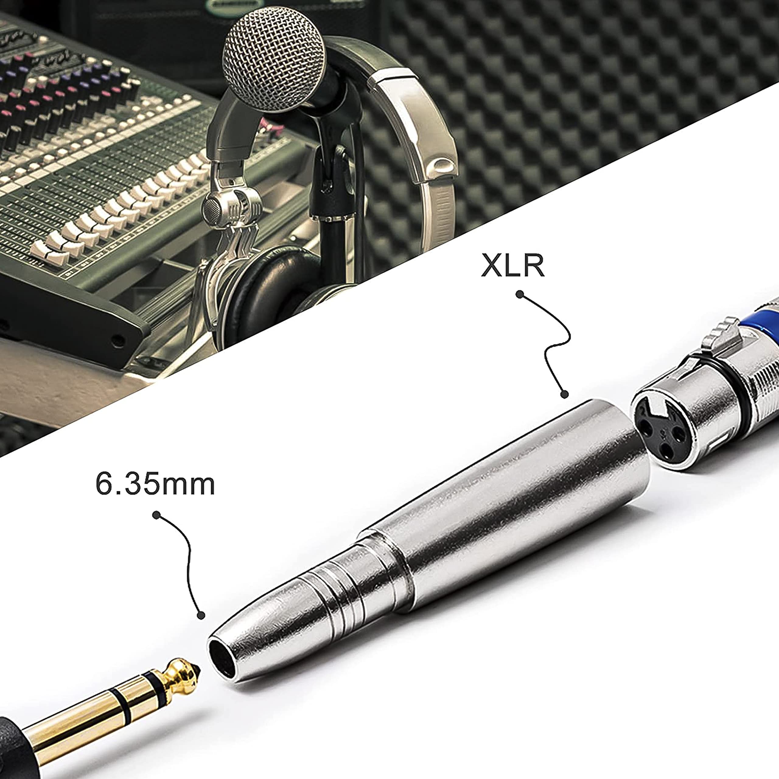 2 Adattatori XLR Maschio 3 Poli A Jack 6,35mm Femmina, Stereo, Metallo, Adaptout (marca Francese)
