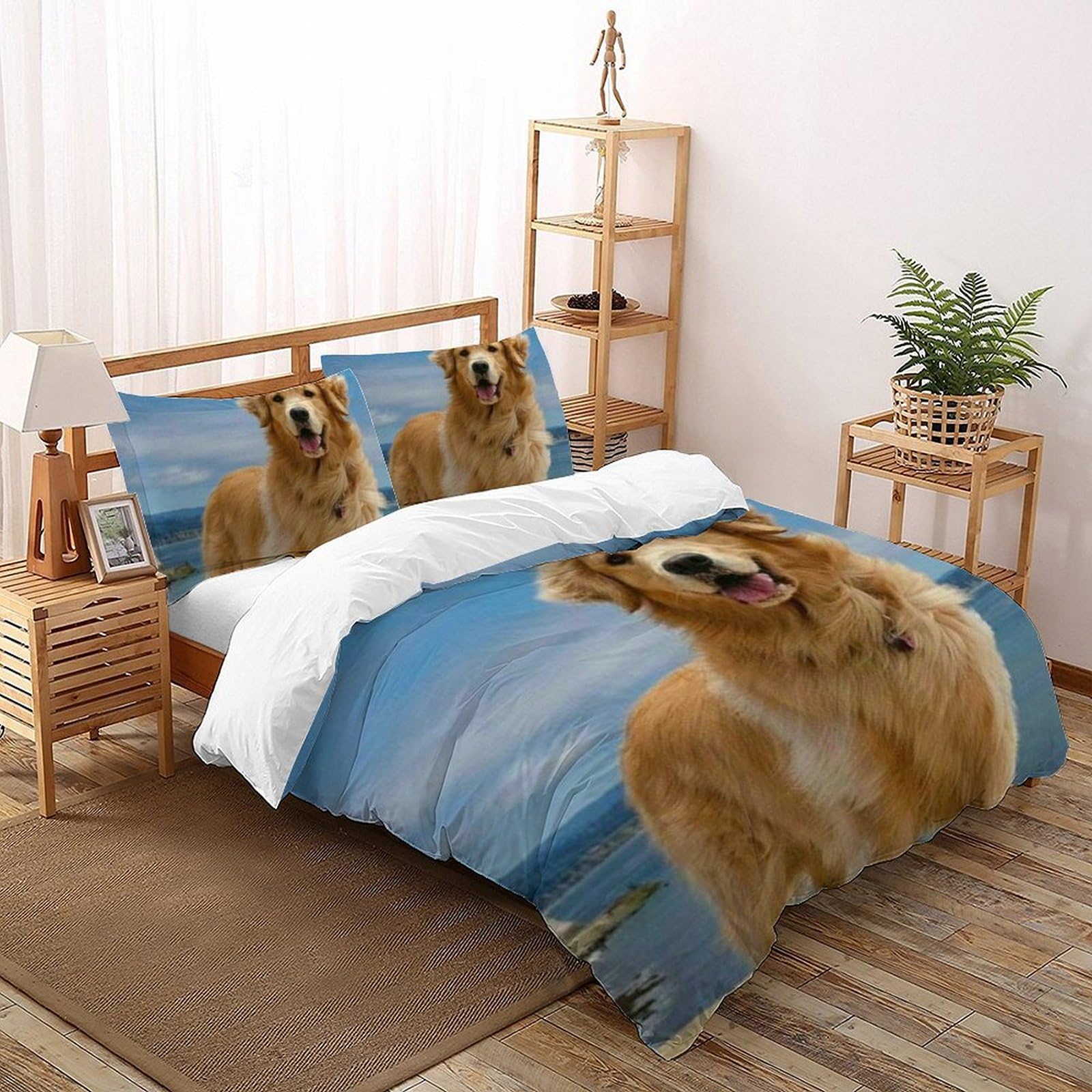 Housse de couette 200x200cm imprimé 3D chiots animaux, cadeau lit enfant