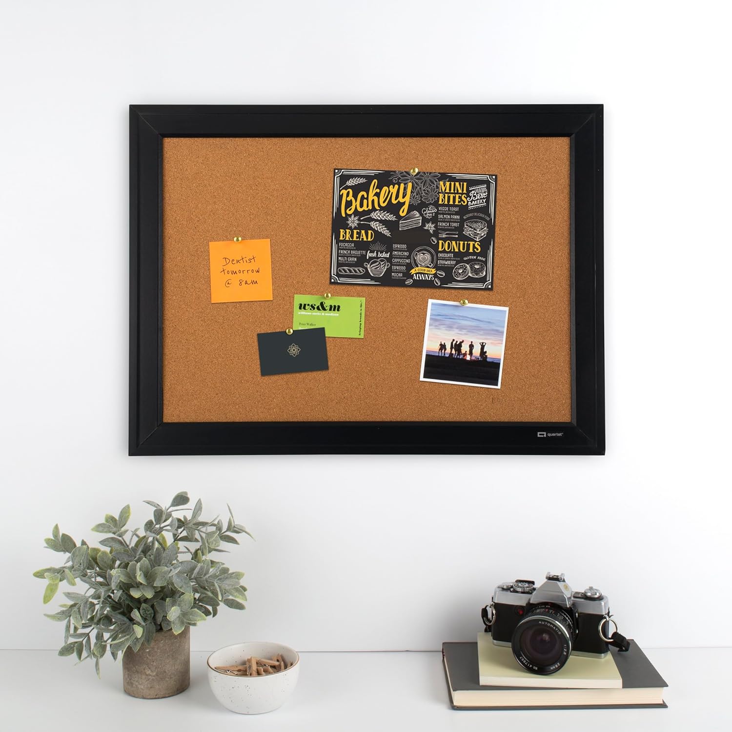 Quartet Cork Board Bulletin Board, 17" x 23", Framed Corkboard, Black Frame, Decorative Hanging Pin Board, Perfect for Office & Home Decor, Home School Message Board or Vision Board (79281)