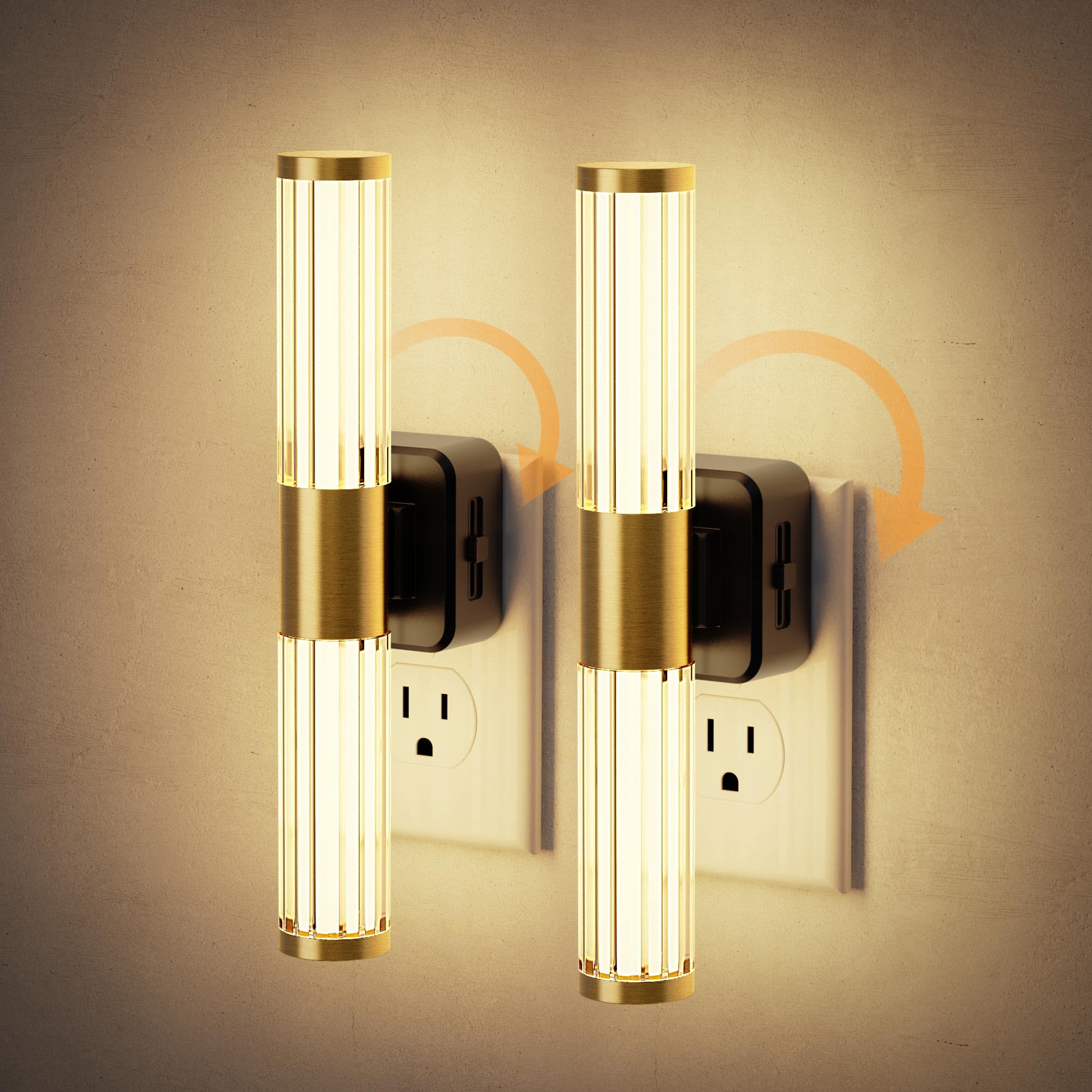 Photo 1 of **MISSING ONE**
JandCase Night Light, Night Lights Plug into Wall, Soft White 3000K, 0-100LM Dimmable Night Light, Vanity Light Bar for Hallway, Bathroom, Rooms[2 Pack]