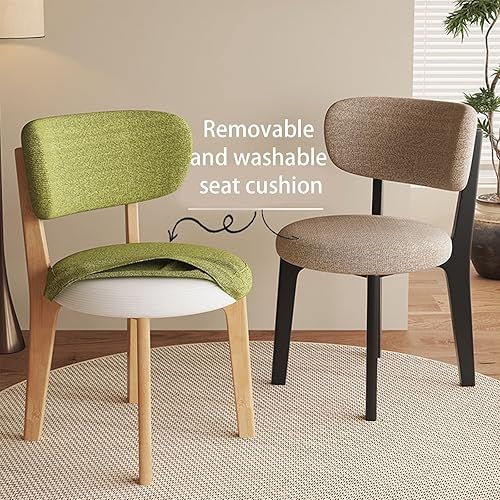Miniatura 7 de Sillas de comedor de madera maciza, juego de 2 sillas de comedor modernas de mediados de siglo con marco de madera y sillas de comedor tapizadas