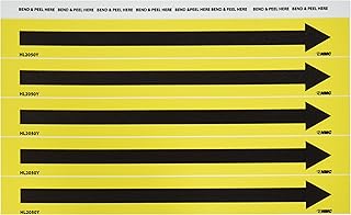 NMC HL2050Y Directional Arrow Pipe Marker - 9in. x 1 in. PS Vinyl Pipe Marker with Black Arrow on Yellow Base