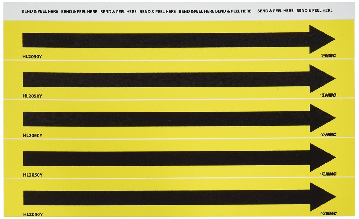 NMC HL2050Y Directional Arrow Pipe Marker 9in. x 1 in. PS Vinyl Pipe