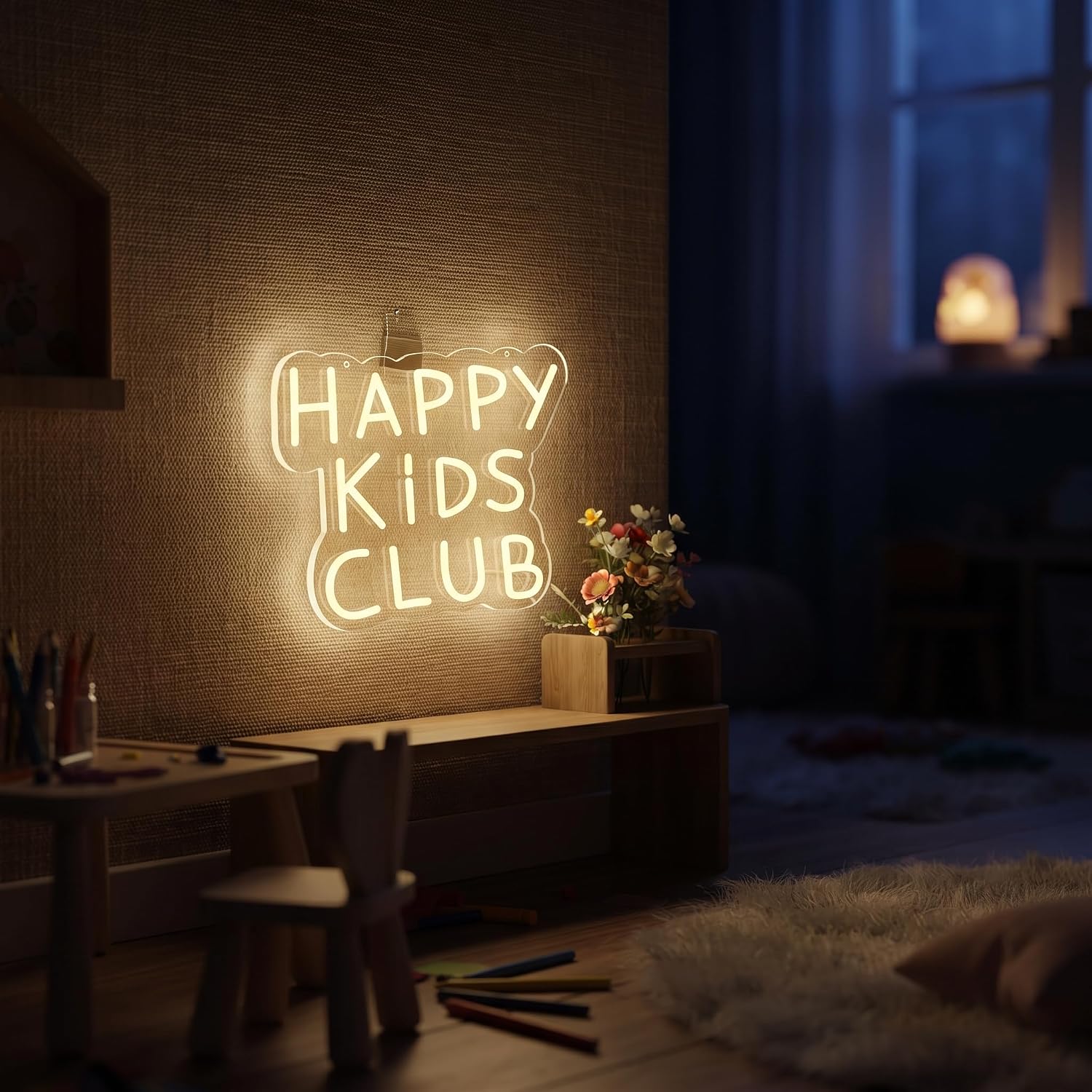 Happy Kids Club Neon Sign, Dimmable LED Light for Kids Room, USB Powered image 4