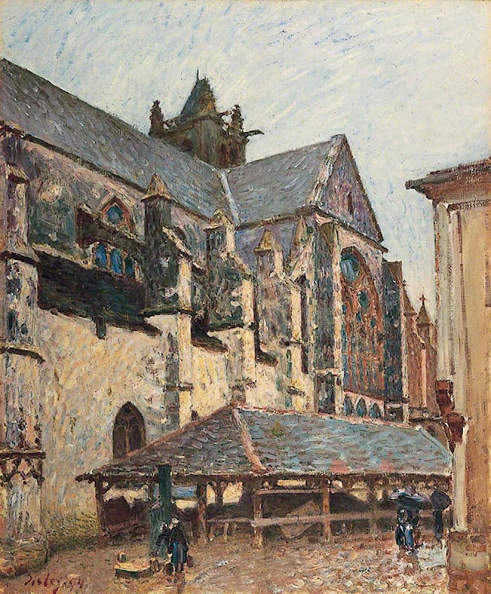 ARTXLXXBN Famous Print Painting Colorful Art Print the Church At Moret in the Rain by Alfred Canvas Art Decorations for Home Decor 60x90cm