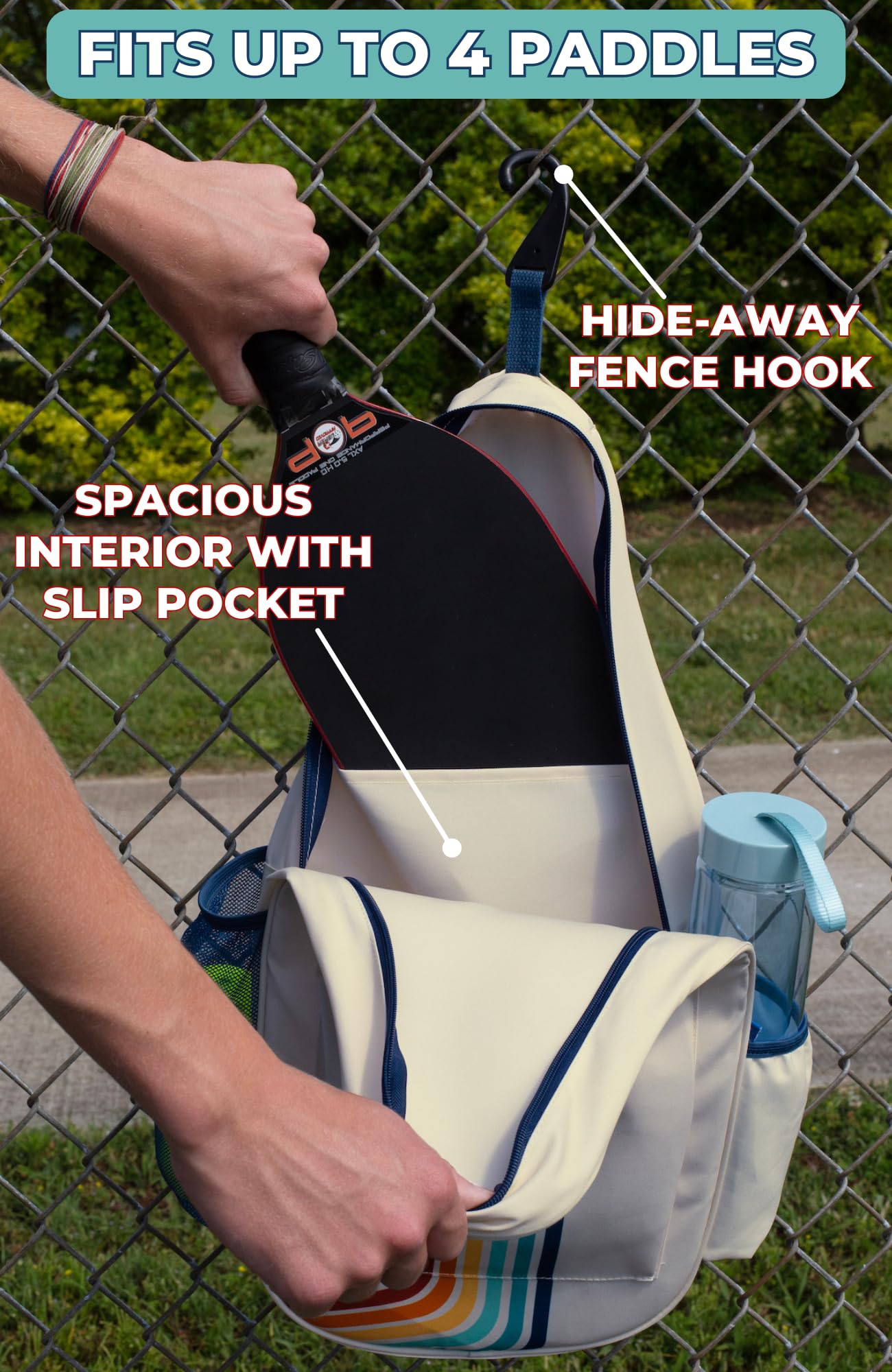 STEEL MILL AND CO. Unisex Pickleball Bag, Adjustable Sling Bag for Pickleball Paddle with Fence Hook and Waterbottle Holder - Image 3