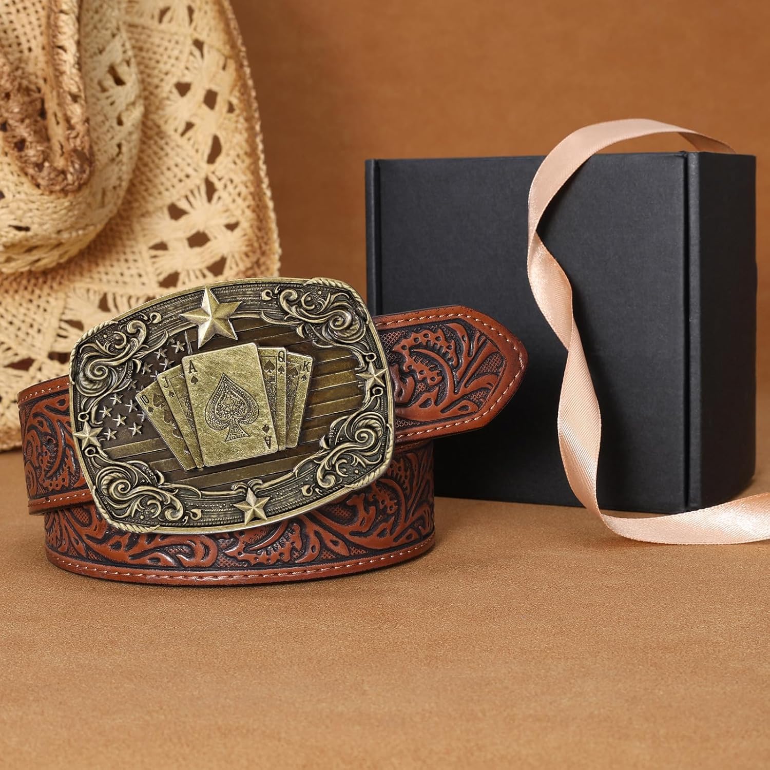 Western Cowboy Belts for Men Women, Cowboy Cowgirl Leather Belt Western Buckle Belt for Jeans Gifts Christmas - Image 7