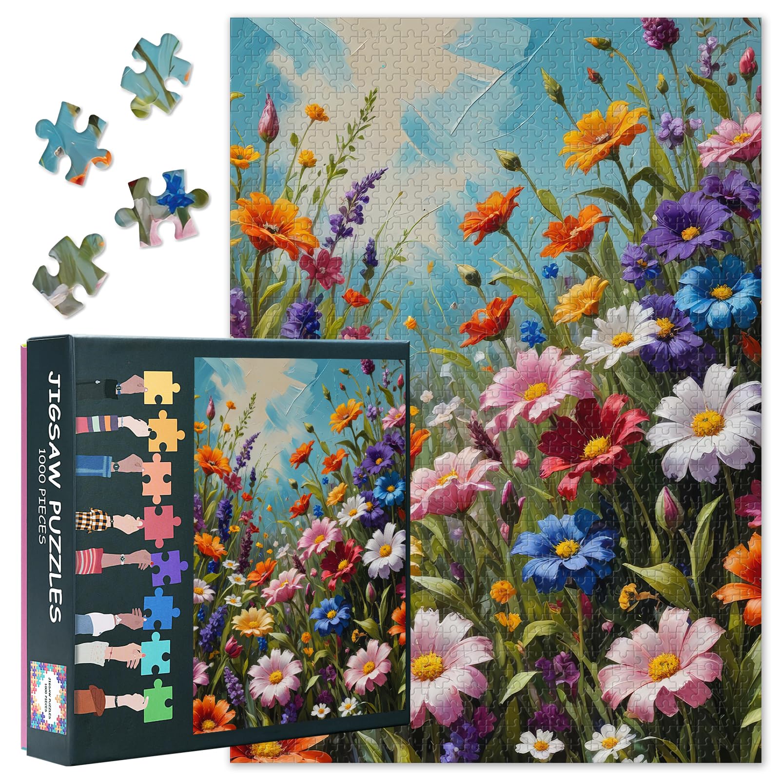 Puzzles for Adults 1000 Pieces, Vibrant Flowers Bloom in Garden Jigsaw Puzzles, Adult Puzzle for Adults, Educational Fun Games or Toys for Elders Friends 20X27 INCH