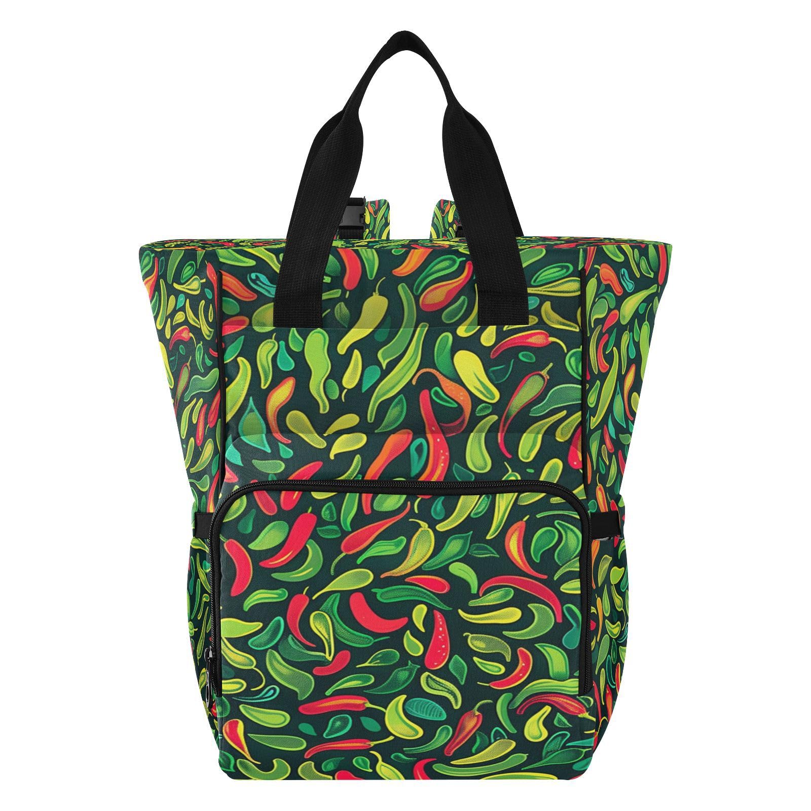 Pimientos Verdes Brillantes Mochilas de Pañales para Gran Capacidad Pañal Bolso Mochila para Viajar al Aire Libre Mamá y Papá