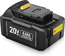 DSANKE 20V 6.0Ah Battery Replacement for Dewalt 20V Battery DCB200 DCB206 DCB207 DCB204 DCB203 DCB201 DCB200 DCB180 DCD/DCF/DCG/DCS Series 20 Volt Battery with Type-C USB Port