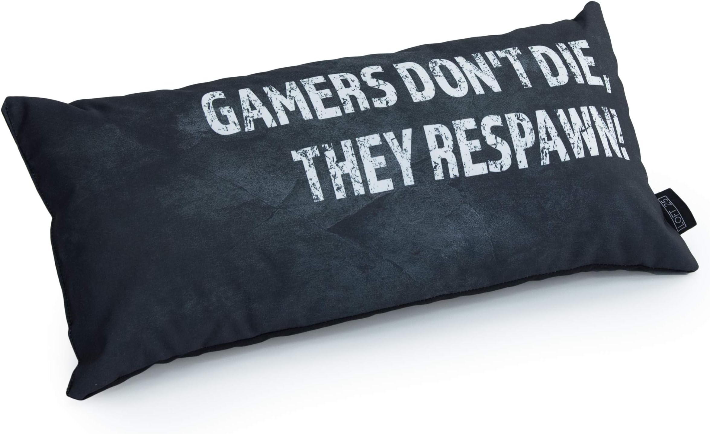 Game Over Gamers Don't Die, They Respawn! Slogan - Grey | Gaming Cushion | Hollowfibre Filled | Water Resistant | Bedding and Sofa | Home Decor
