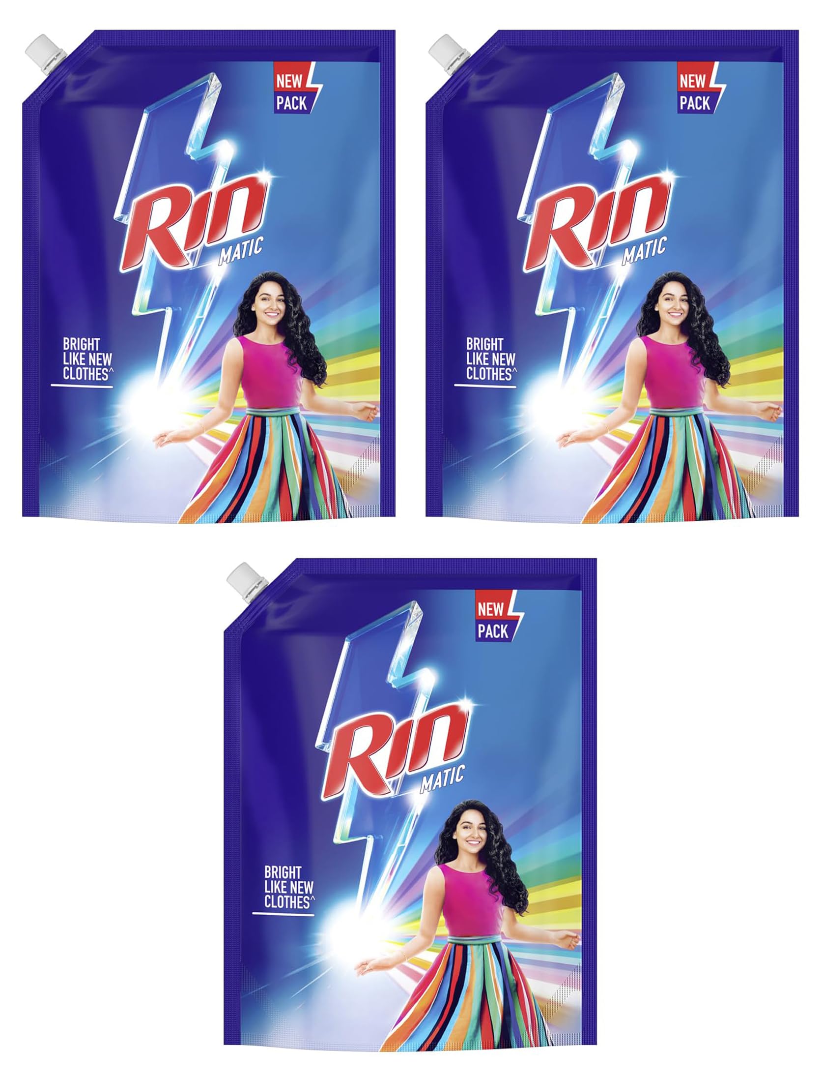 rin detergent liquid refill 2l pouch, designed for dirt removal in washing machine for all kinds of clothes - super save pack (pack of 3)