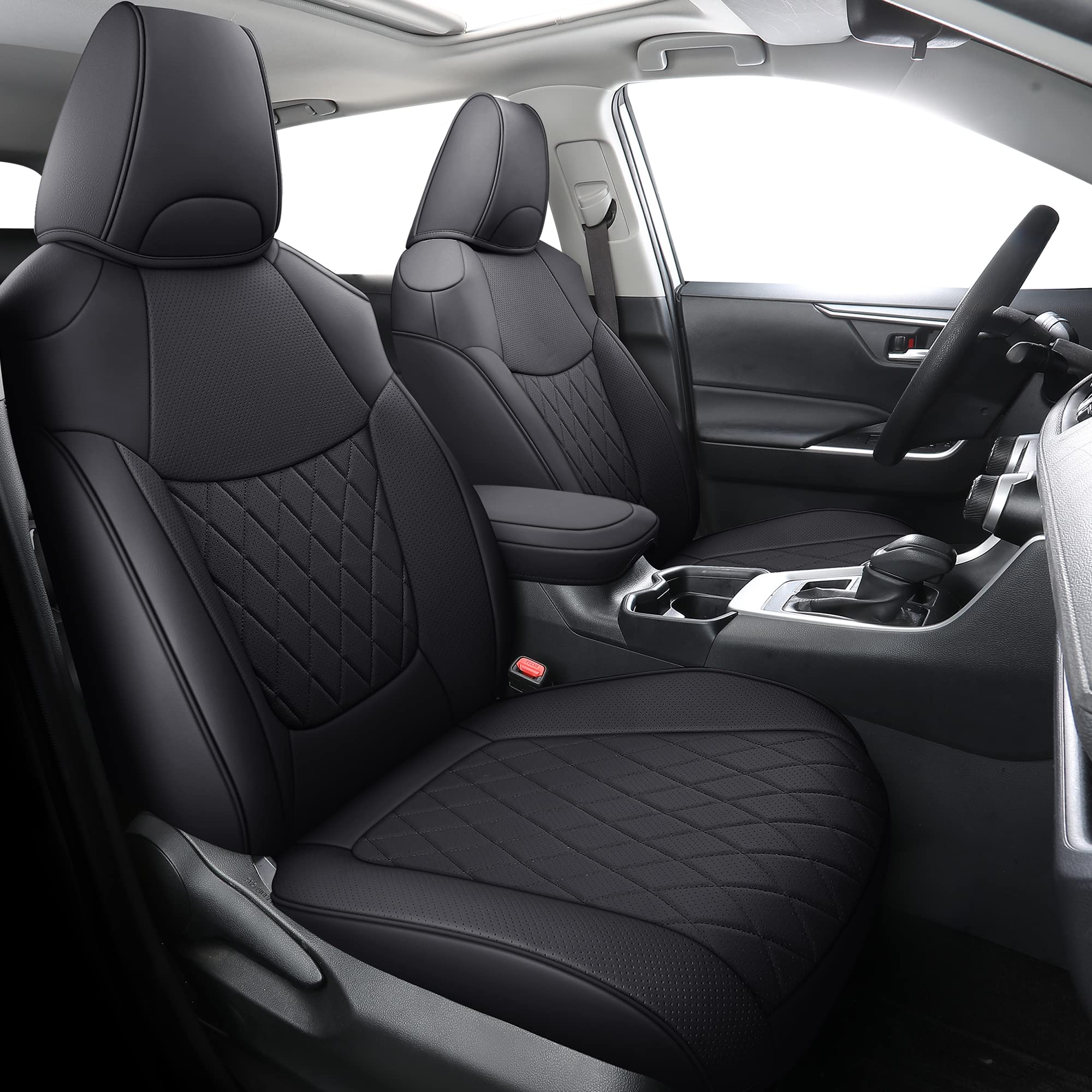 Photo 1 of LUCKYMAN CLUB Rav4 Leatherette Seat Covers, Fit 2019-2023 Toyota Rav4 XLE LE XLE Premium Limited Base SUV(2019-2023 RAV4(Not for Adventure and TRD-Off), Black) 2019-2023 RAV4(Not for Adventure and TRD-OFF) Black