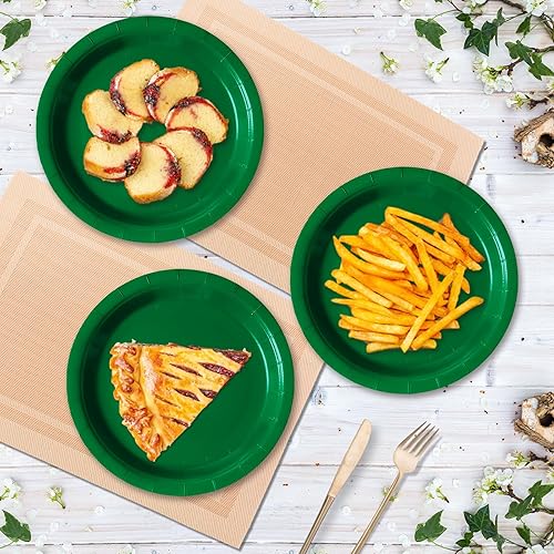 Miniatura 48 de Platos de papel desechables rojos, 50 platos llanos de 9 pulgadas a granel para suministros de fiesta, platos de fiesta de colores y resistentes