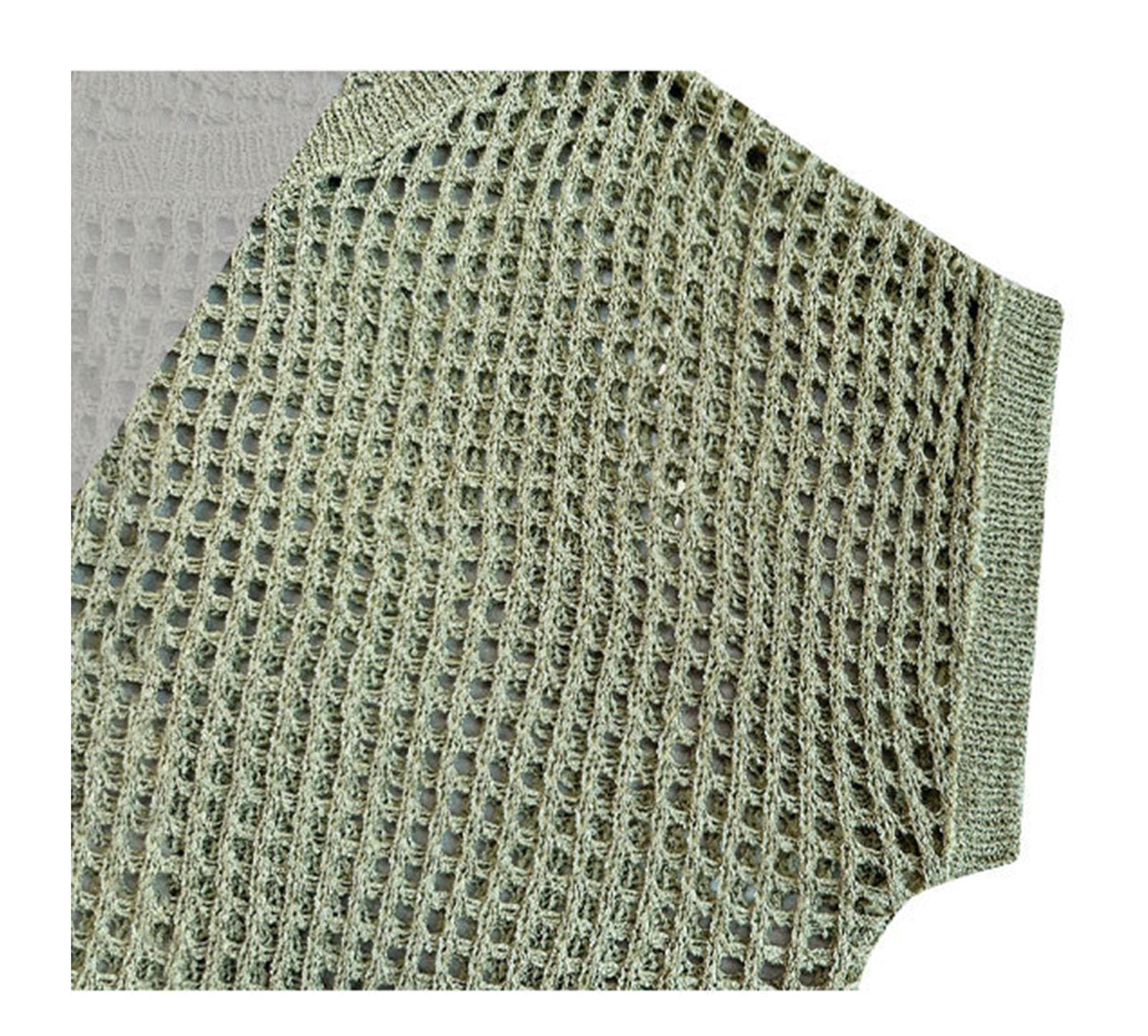 Femmes Maille Crochet Crop Top Sexy À Manches Courtes Évider Tricot Bikini Couvertures Ups,Blanc,S