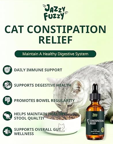 Miniatura 2 de Jazzy Fuzzy Gotas líquidas para aliviar el estreñimiento de gatos, suavizante de heces y laxante suave para gatos, apoya la salud digestiva,