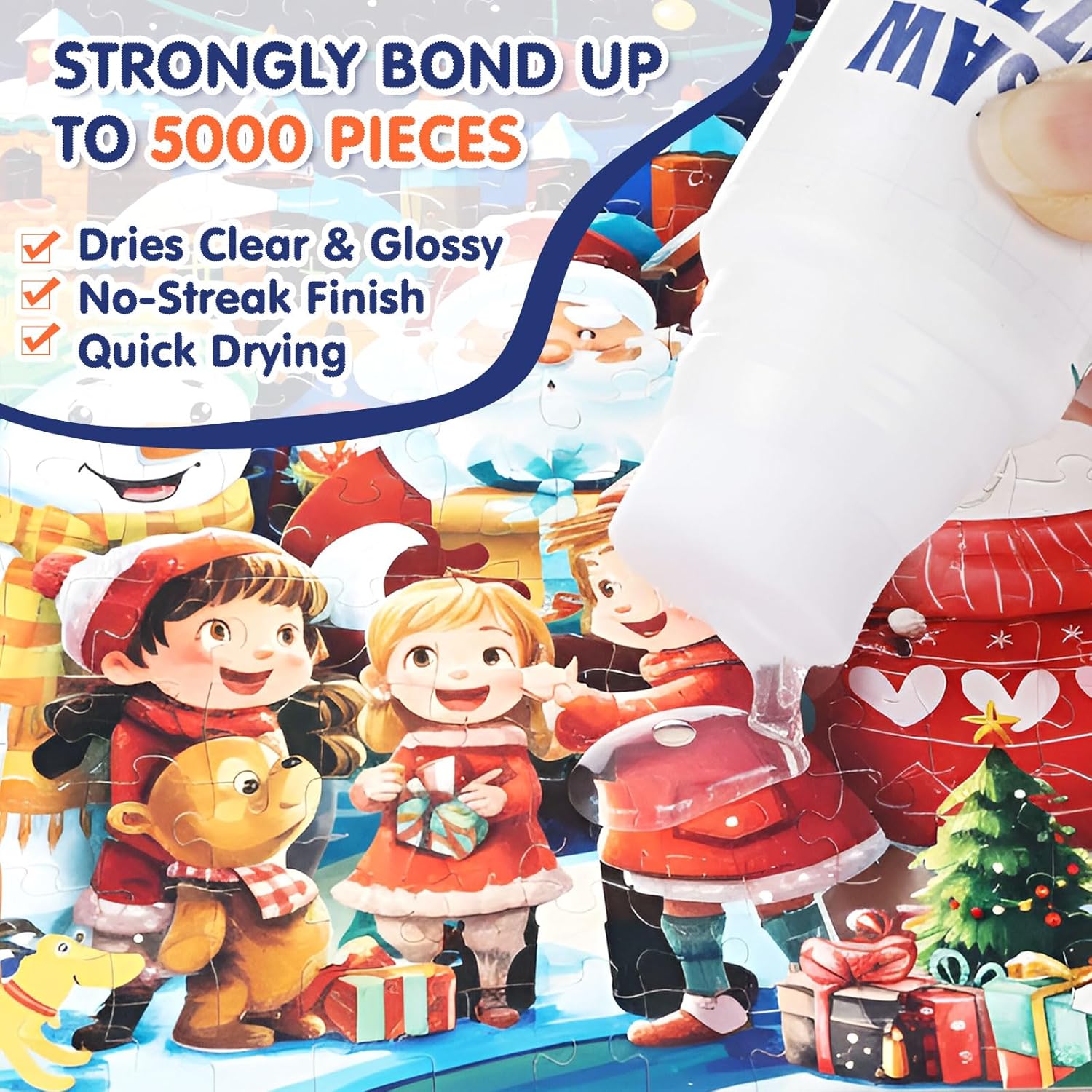 AmazingSpark 8 Pack 120ml Jigsaw Puzzle Glue Clear with New Sponge Head Suitable for 1000/1500/3000 Pieces of Paper and Wood Material, Clear Water-Soluble Quick Dry Jigsaw Puzzle Glue, 960ml in Total