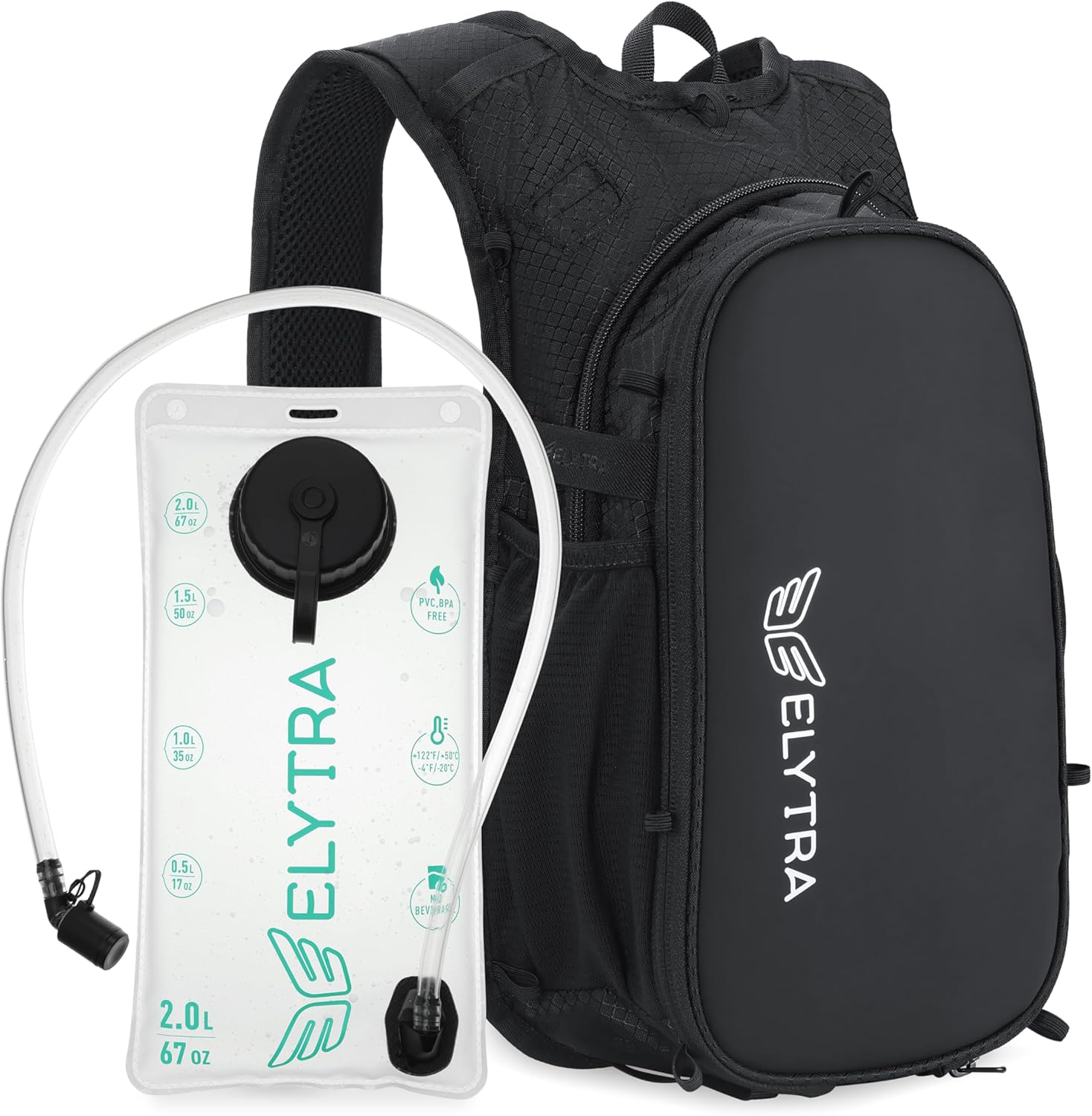 ELYTRA Air Hydration Pack with 2L Bladder, Magnetic Tube Clip | Customizable Rave & Festival Backpack | Lightweight Hydration Backpack for Hiking, Running, Biking & Outdoor Adventures