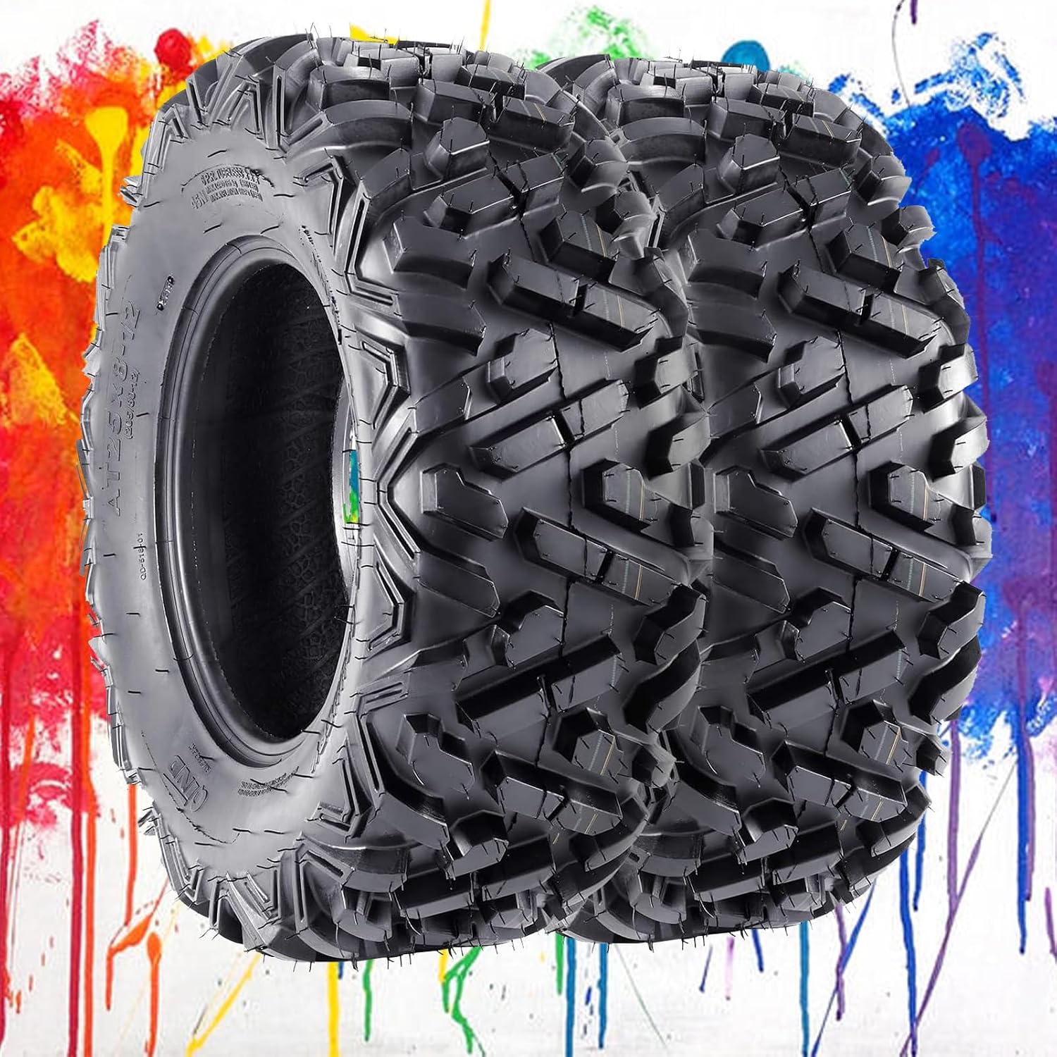 Set of 2 All-Terrain Tires AT22x10-10 4PR ATV Tires, All Terrain ATV UTV Mud Trail Tires(Set of 2, Tubeless)