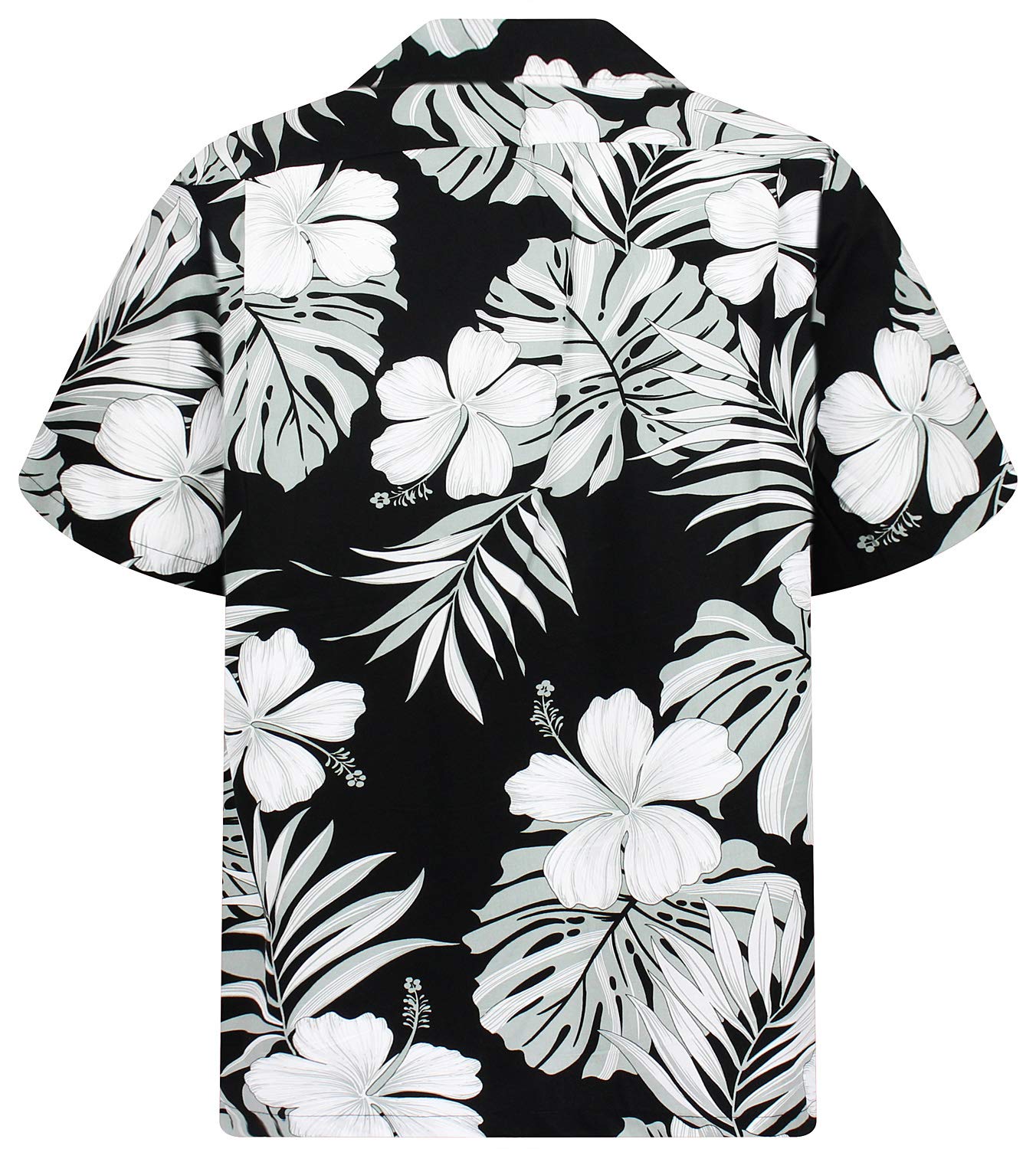 P.L.A. Original Camicia Hawaiana, Black White Grey Flower, nero L