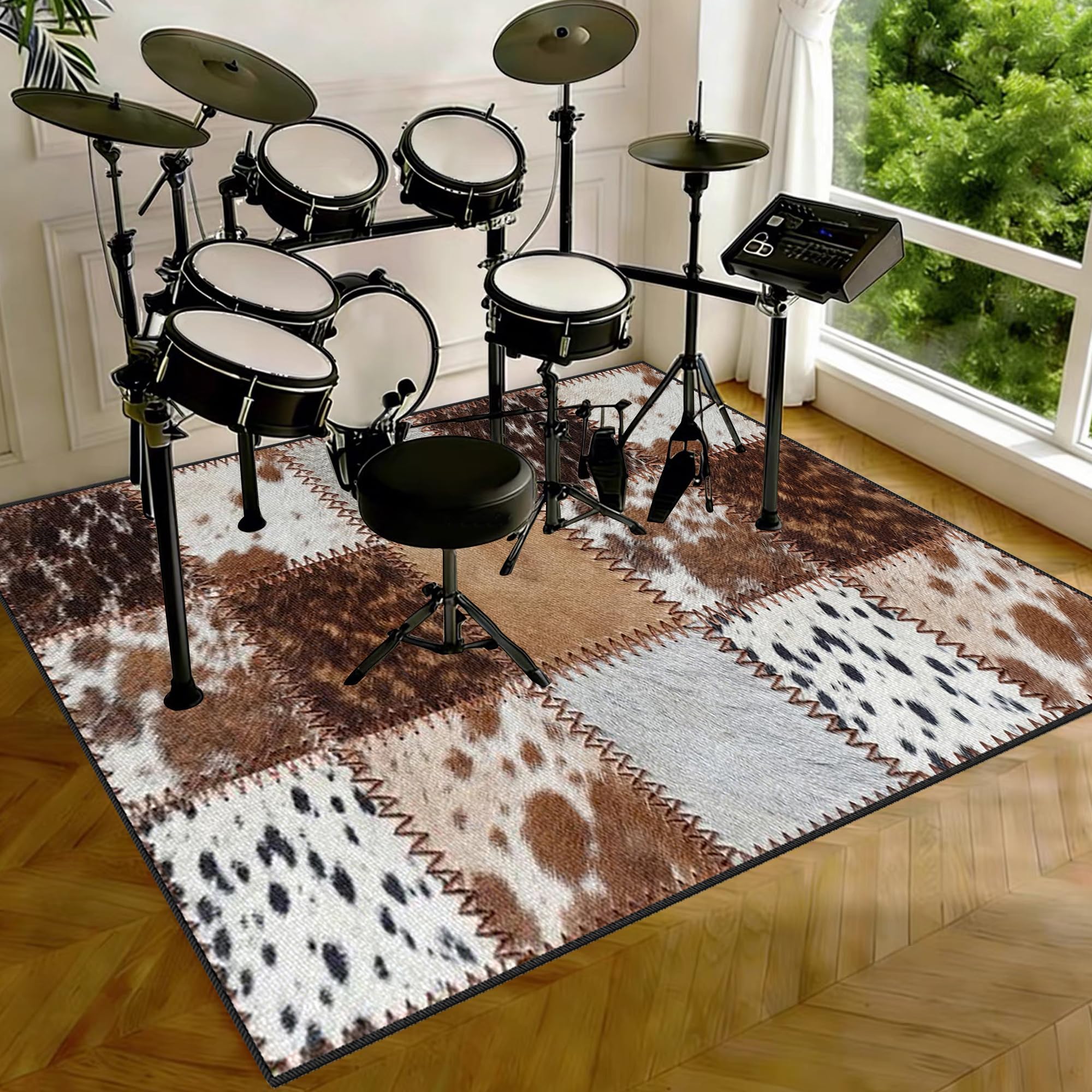 Elektroniczna mata perkusyjna dźwiękoszczelna mata bębnowa mata ochronna do akcesoriów perkusyjnych mata akustyczna mata podłogowa do instrumentów muzycznych 210 x 180 cm
