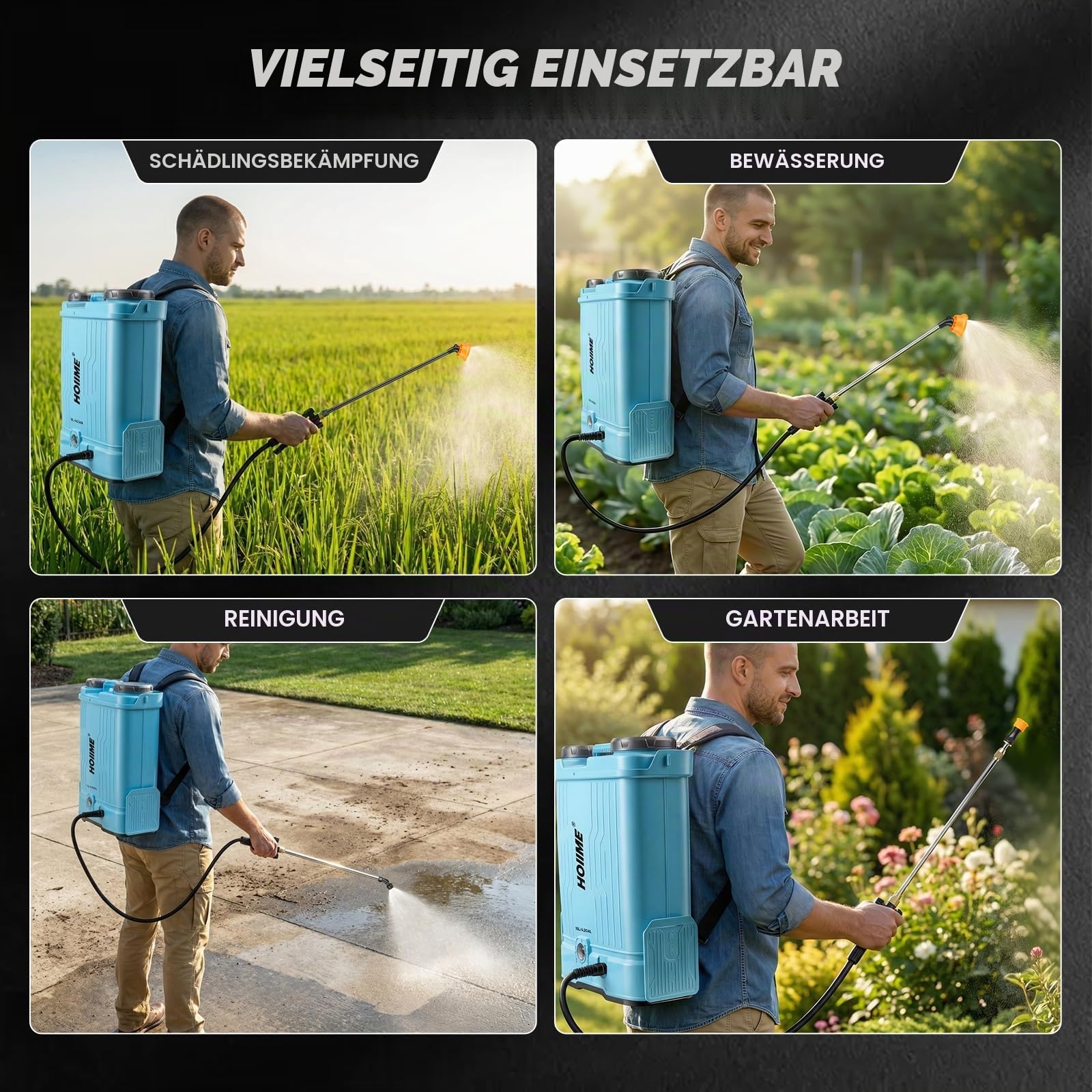 Akku Drucksprüher 16L Gartenspritze Sprühgerät, 7 Düsen Elektrischer Pflanzensprüher Sprinkler 100 PSI Einstellbare Sprühstärke, Kompatibel mit Maki-TA 18V Batterien (Keine Batterie)